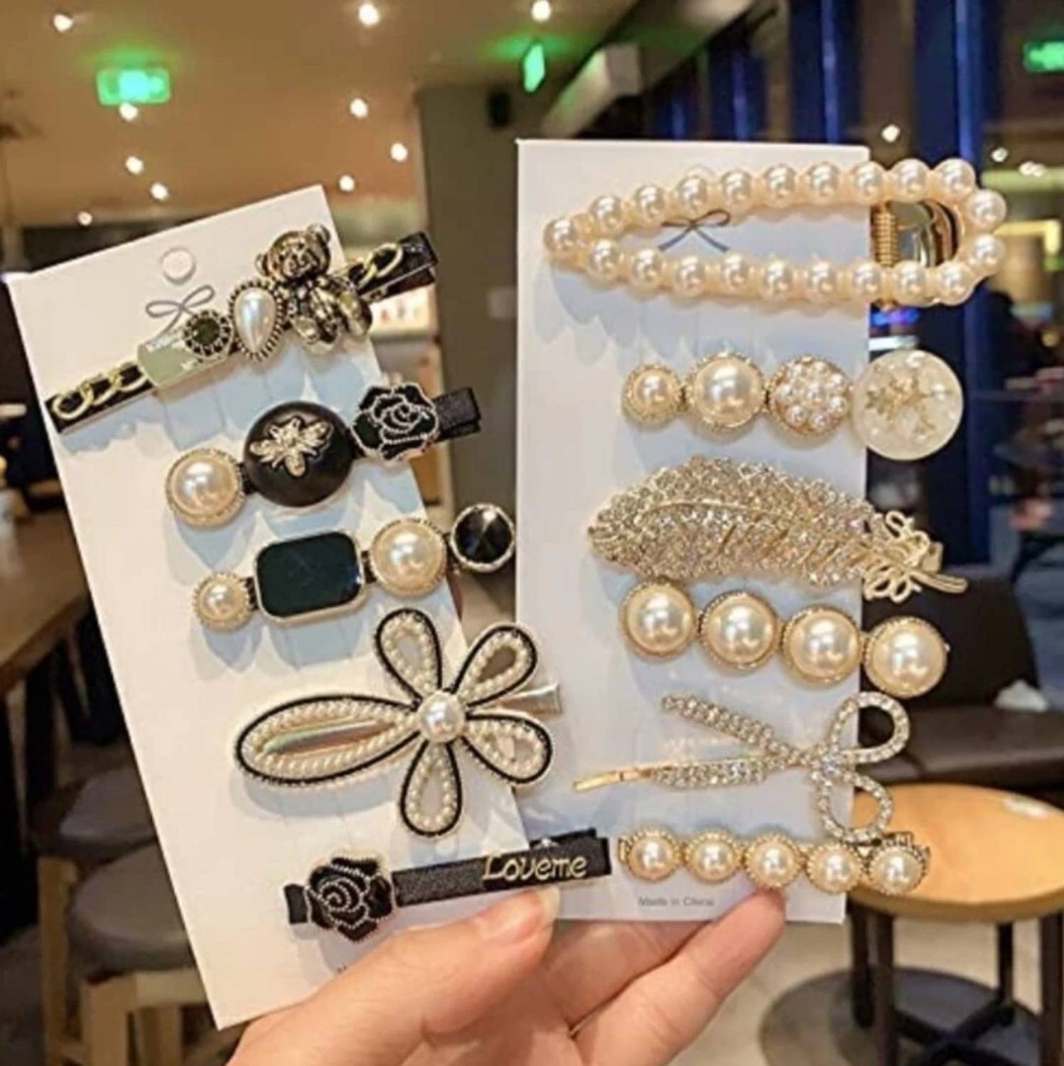 Blubby Black amd white korean clip for women and girls (11 clips) Hair Clip