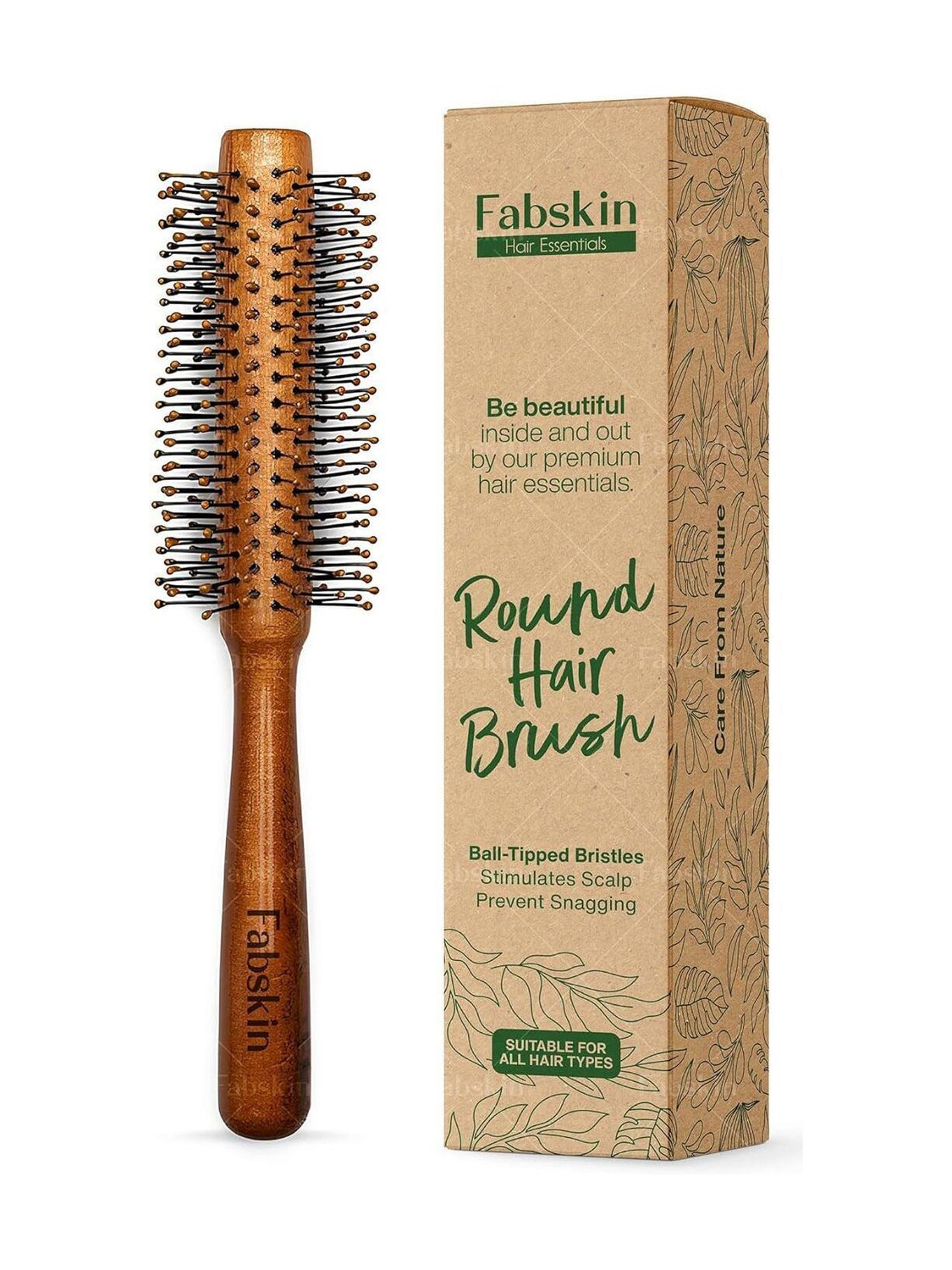 Fabskin Wooden Round Hair Brush For Hair Styling Straightening,Curling,Drying,Volumizing