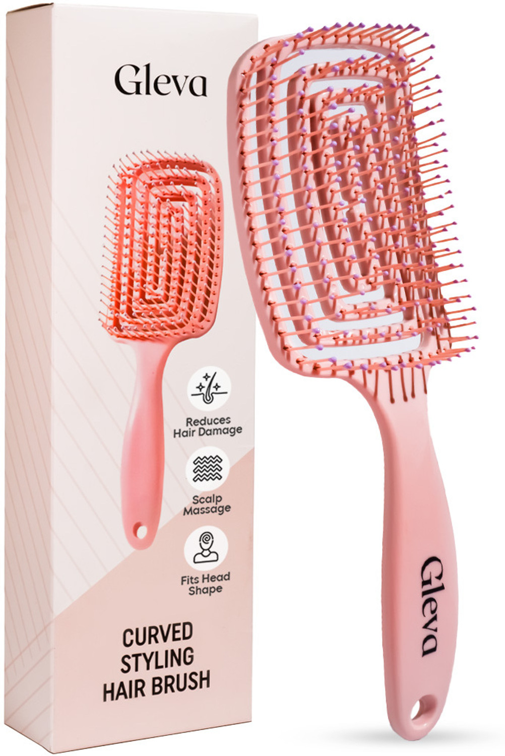 Gleva Detangling Hair Brush, Hair Styling Brush, Curved Vented Hair Brush