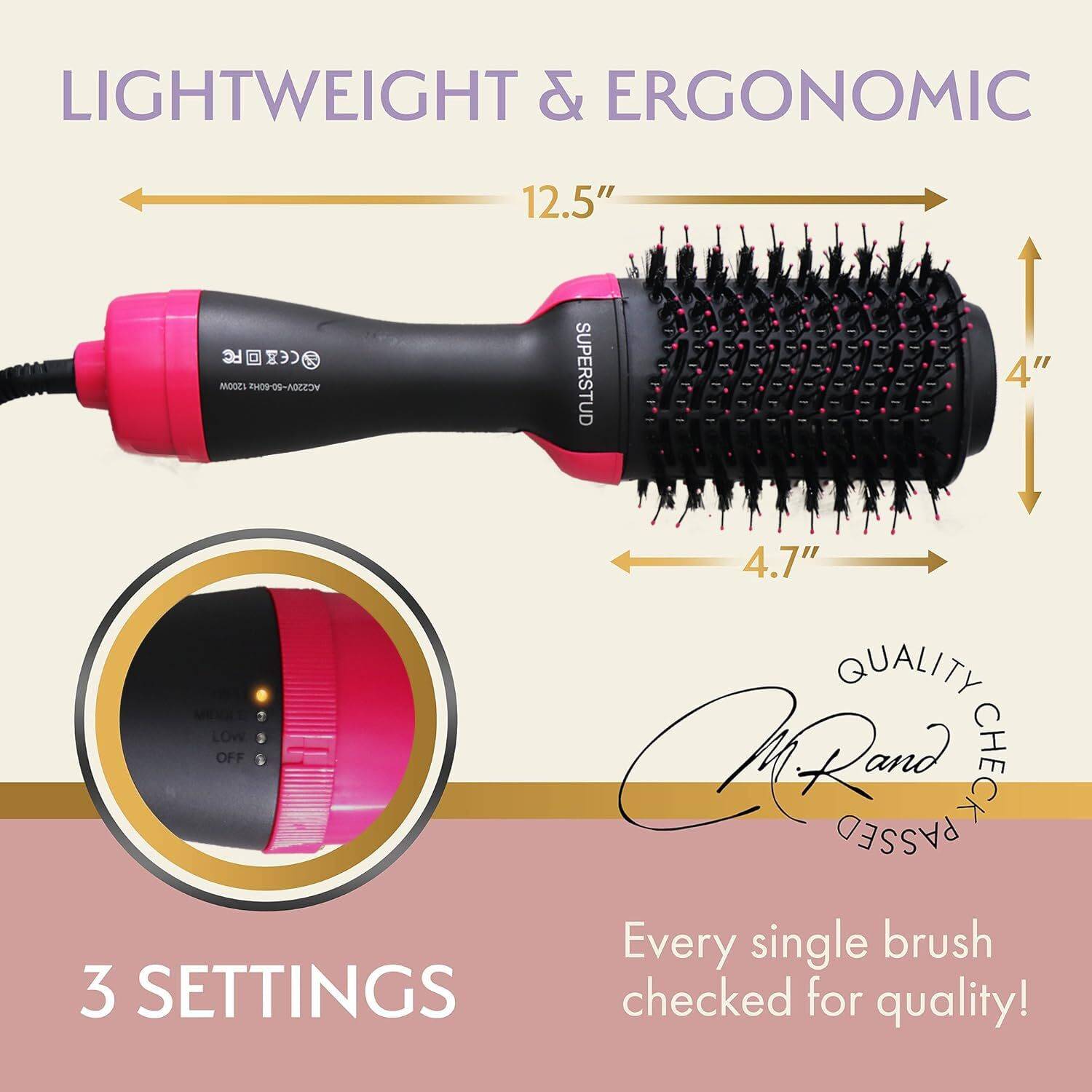 SUPERSTUD Hot Air Brush Hair Dryer - Image 3