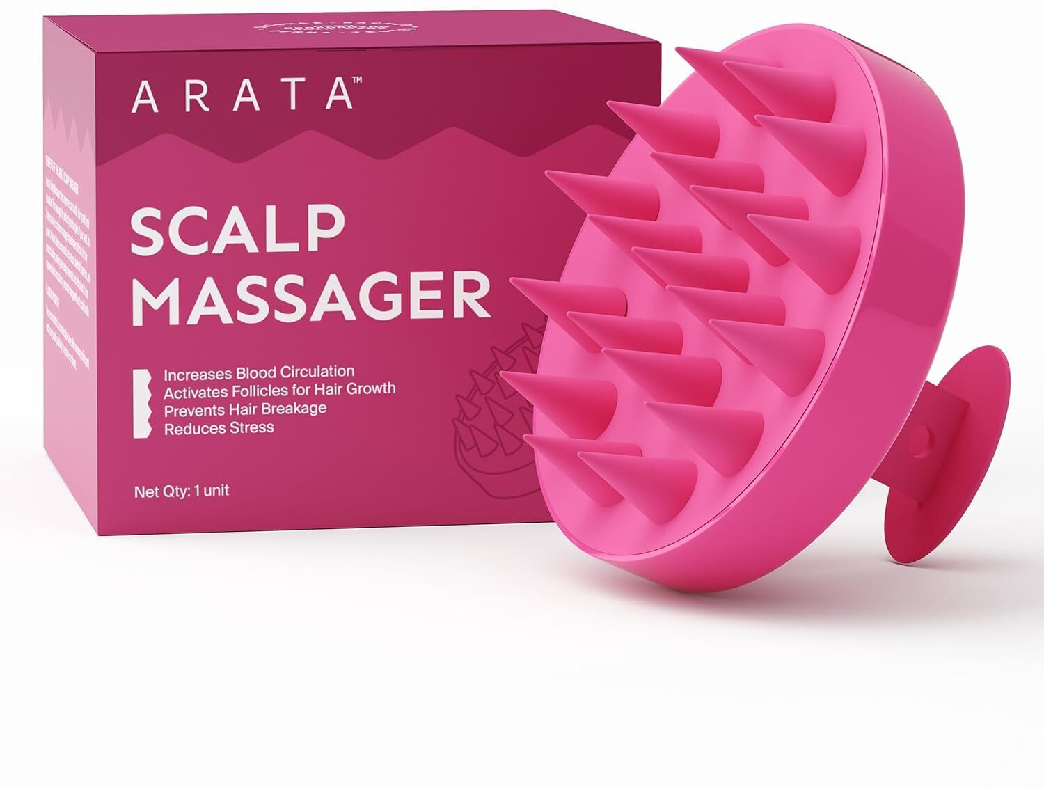 Image of arata Scalp Massager with Silicone Bristles | Deep Clean, Exfoliate & Boost Blood Flow