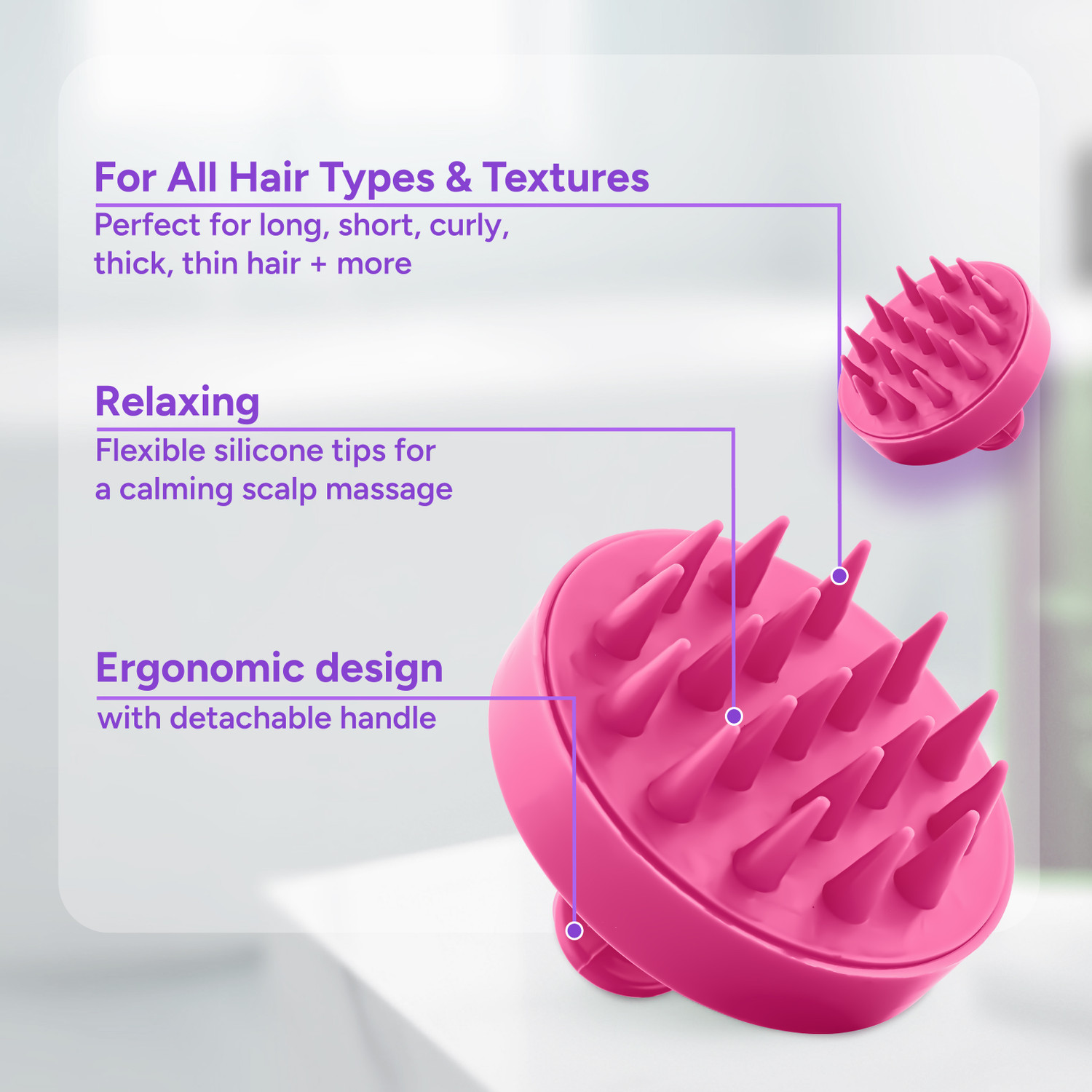 Image of arata Scalp Massager with Silicone Bristles | Deep Clean, Exfoliate & Boost Blood Flow