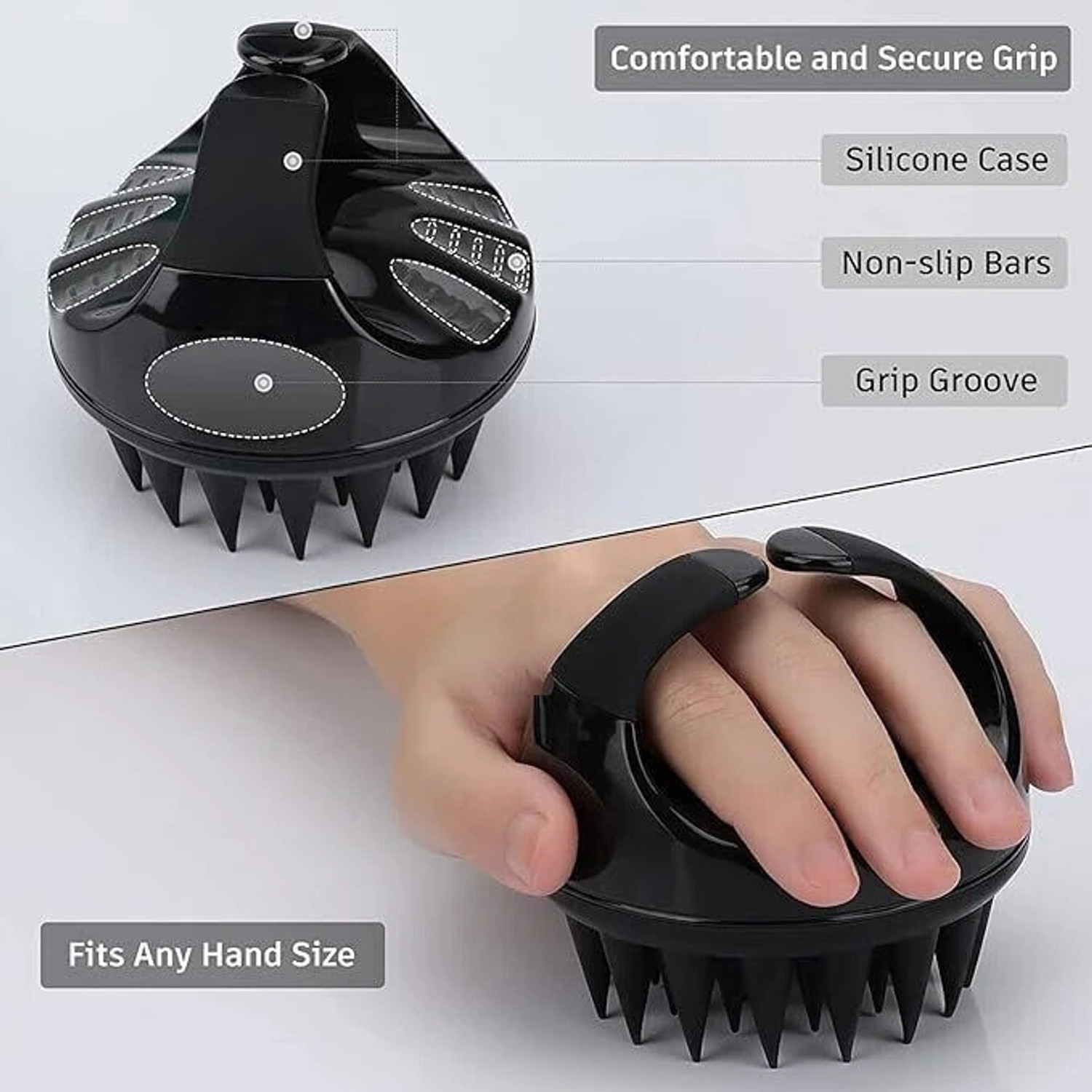 Image of VALKYRIE Scalp Massager Shampoo Brush with Soft Silicon Bristles For Men & Women | Black