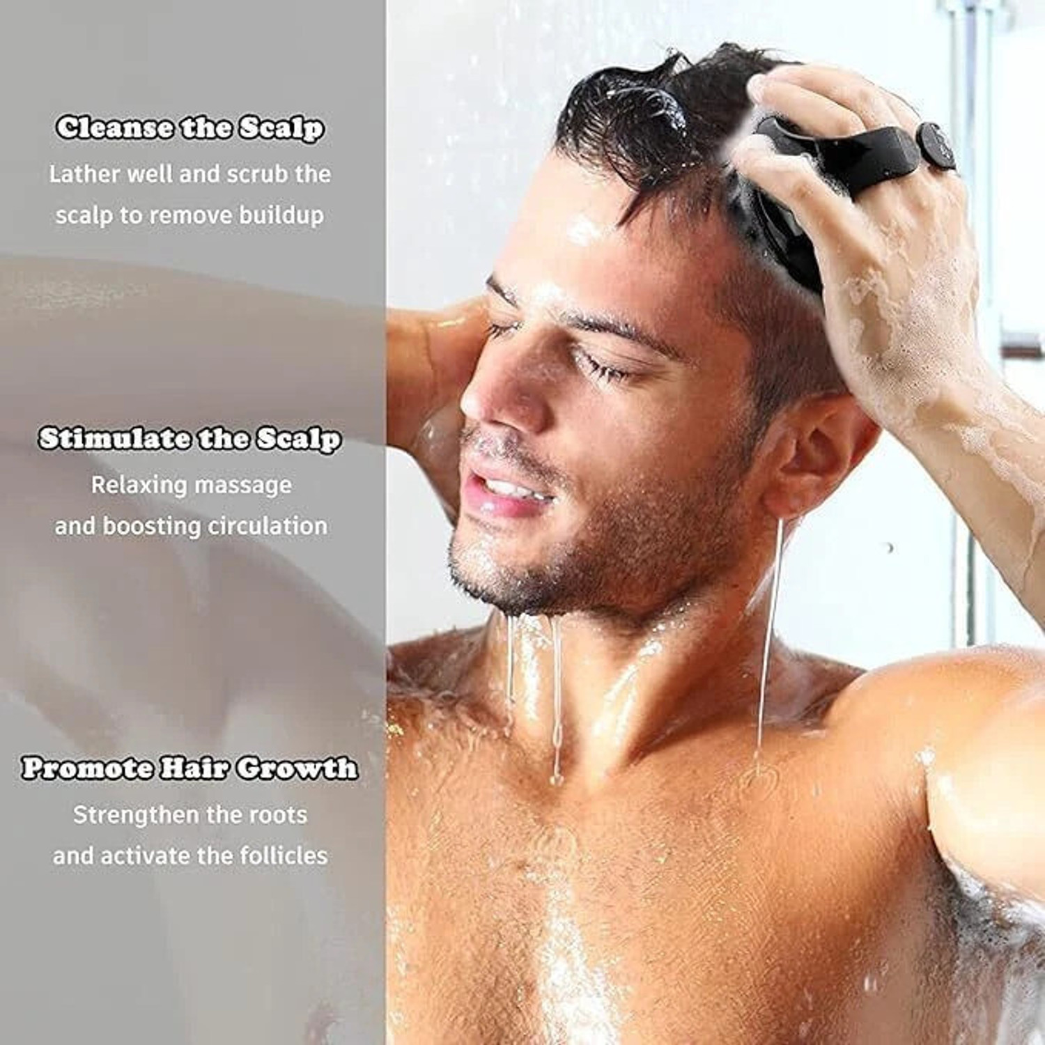 Image of VALKYRIE Scalp Massager Shampoo Brush with Soft Silicon Bristles For Men & Women | Black
