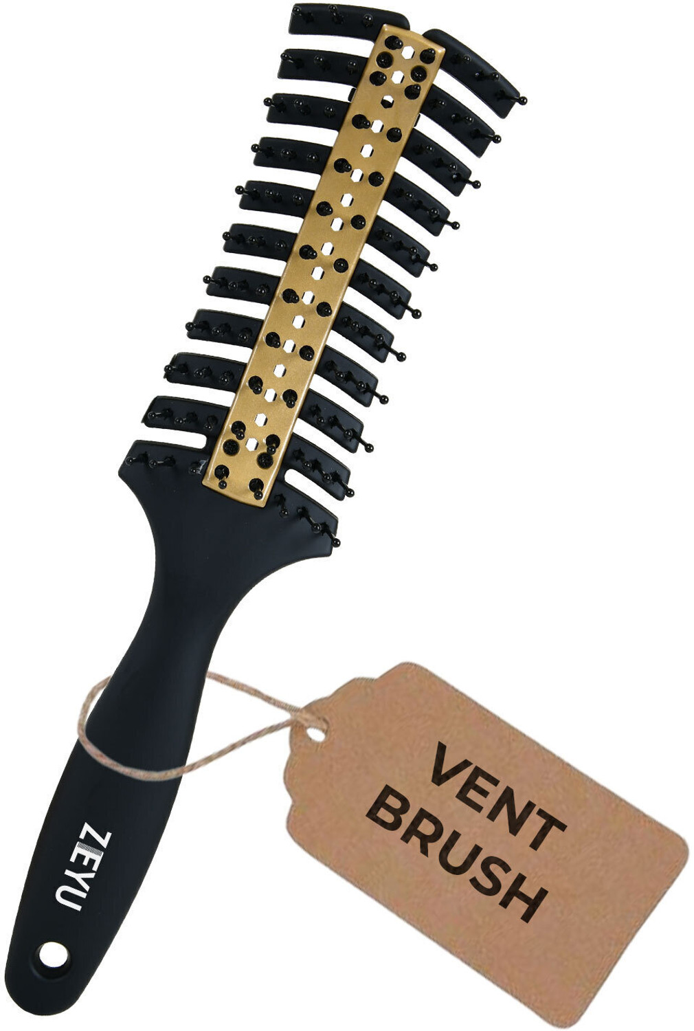 Image of Zeyu Vent Hair Brush With Metal Plate & Bristles Anti-Slip Hair Comb For Hair Styling