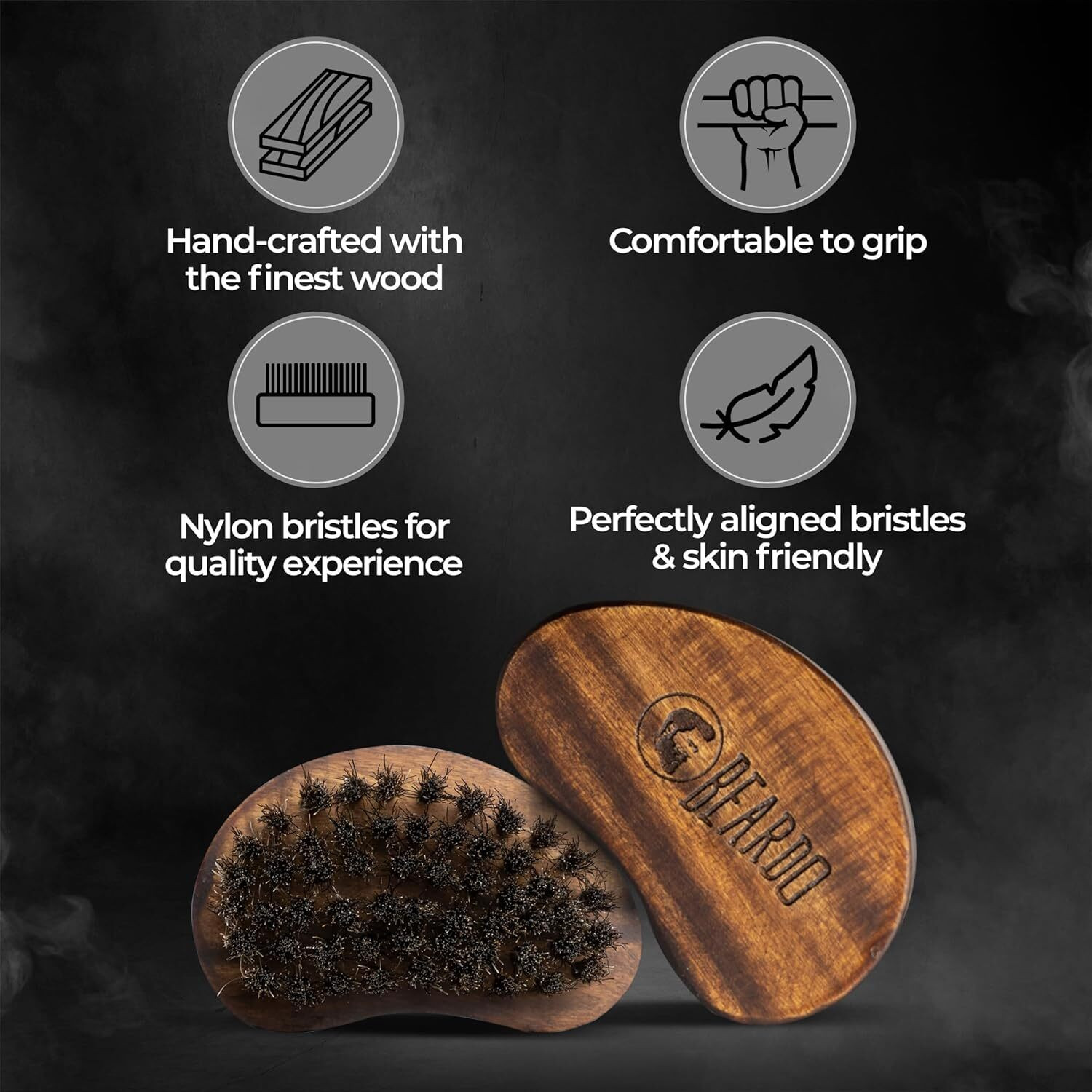 Image of BEARDO Travel Friendly Nylon Bristles Beard Brush for Men | Daily Beard Care