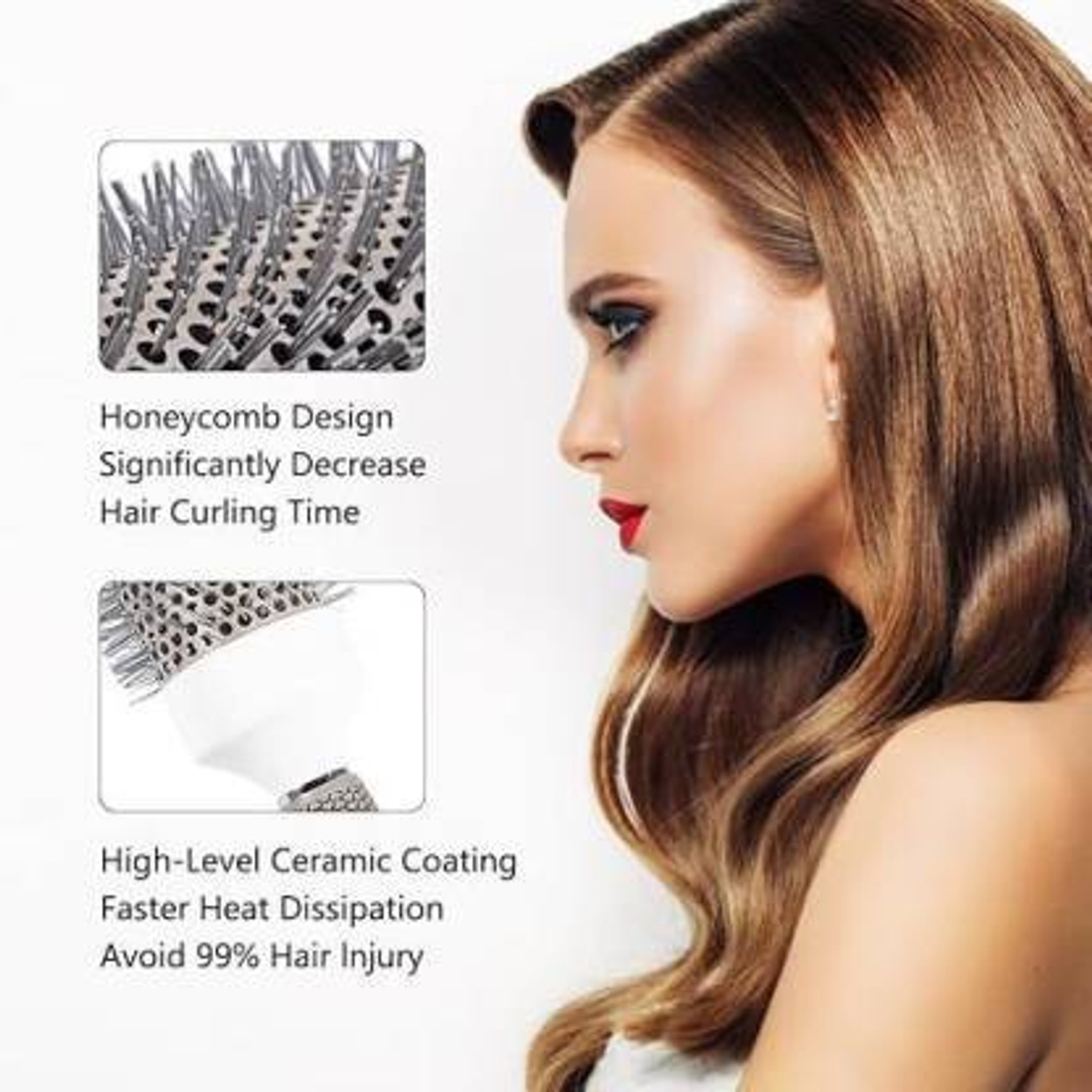 Image of KIRA Round Hair Brush Thermal Ceramic & Ionic Barrel Hair Brush Styling Brushes 25 MM