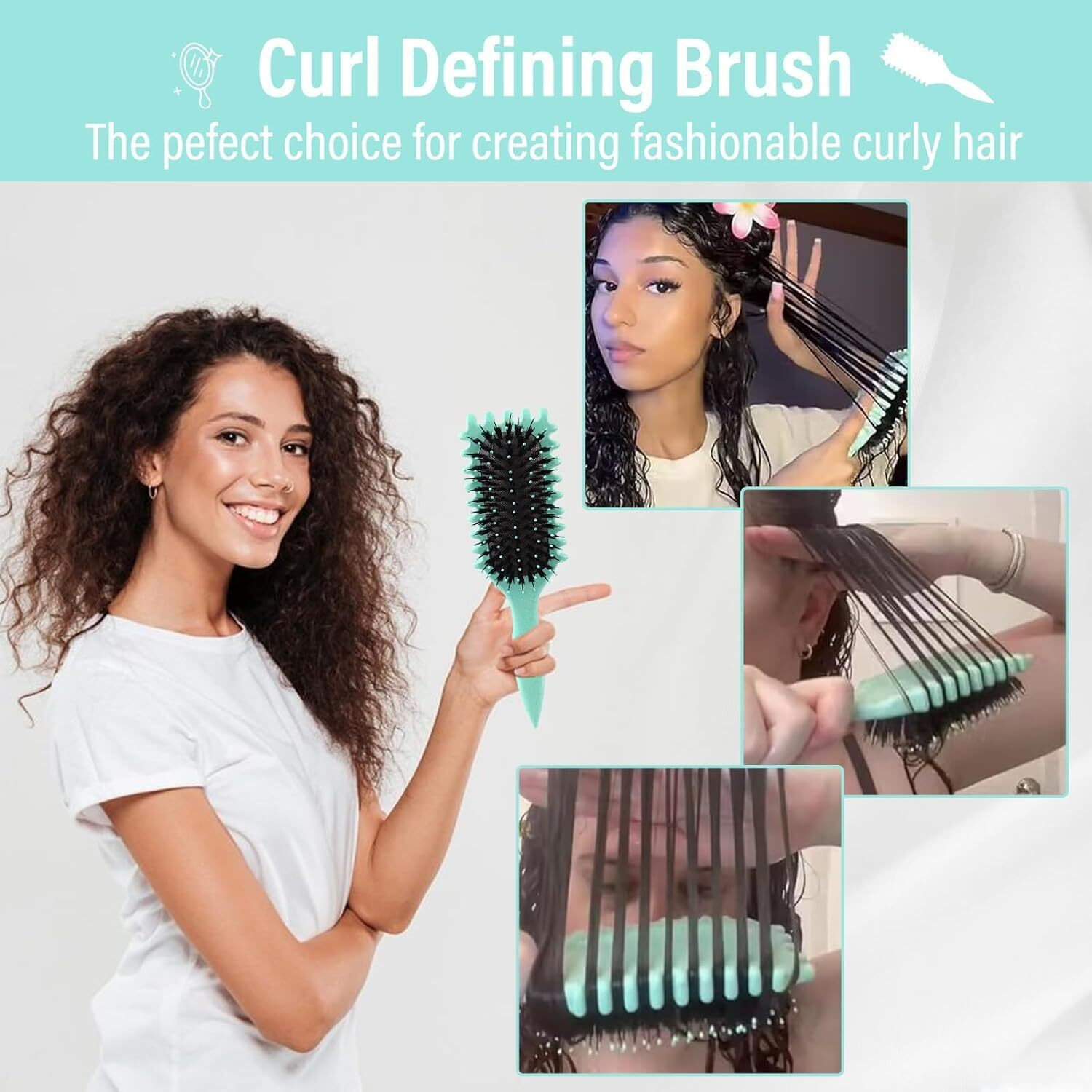 Image of jaswanthstore Curly Hair Comb, Curl Defining Comb, Bristle Hair Brush Styling Brush