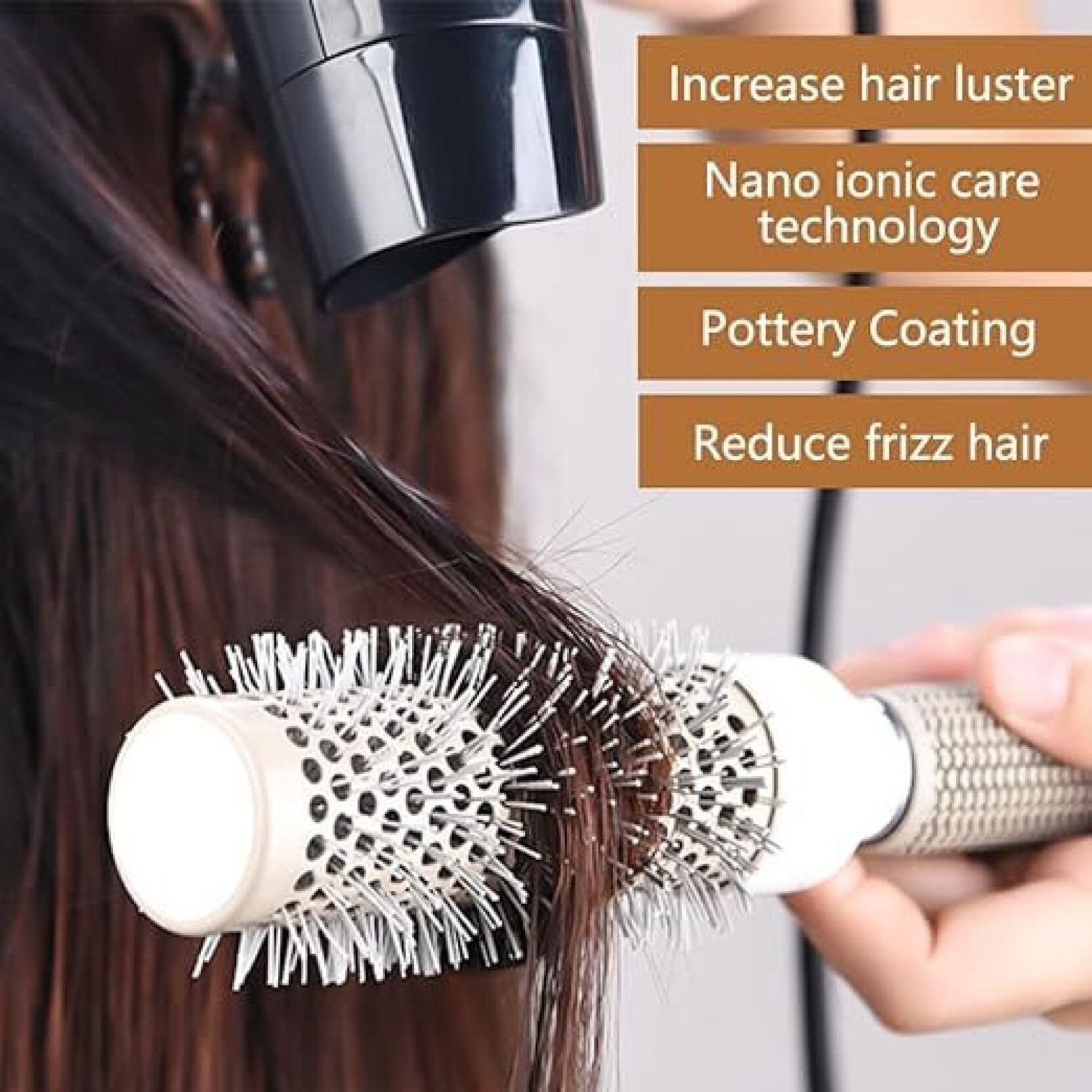 Image of KIRA Round Hair Brush Thermal Ceramic & Ionic Barrel Hair Brush Styling Brushes 25 MM