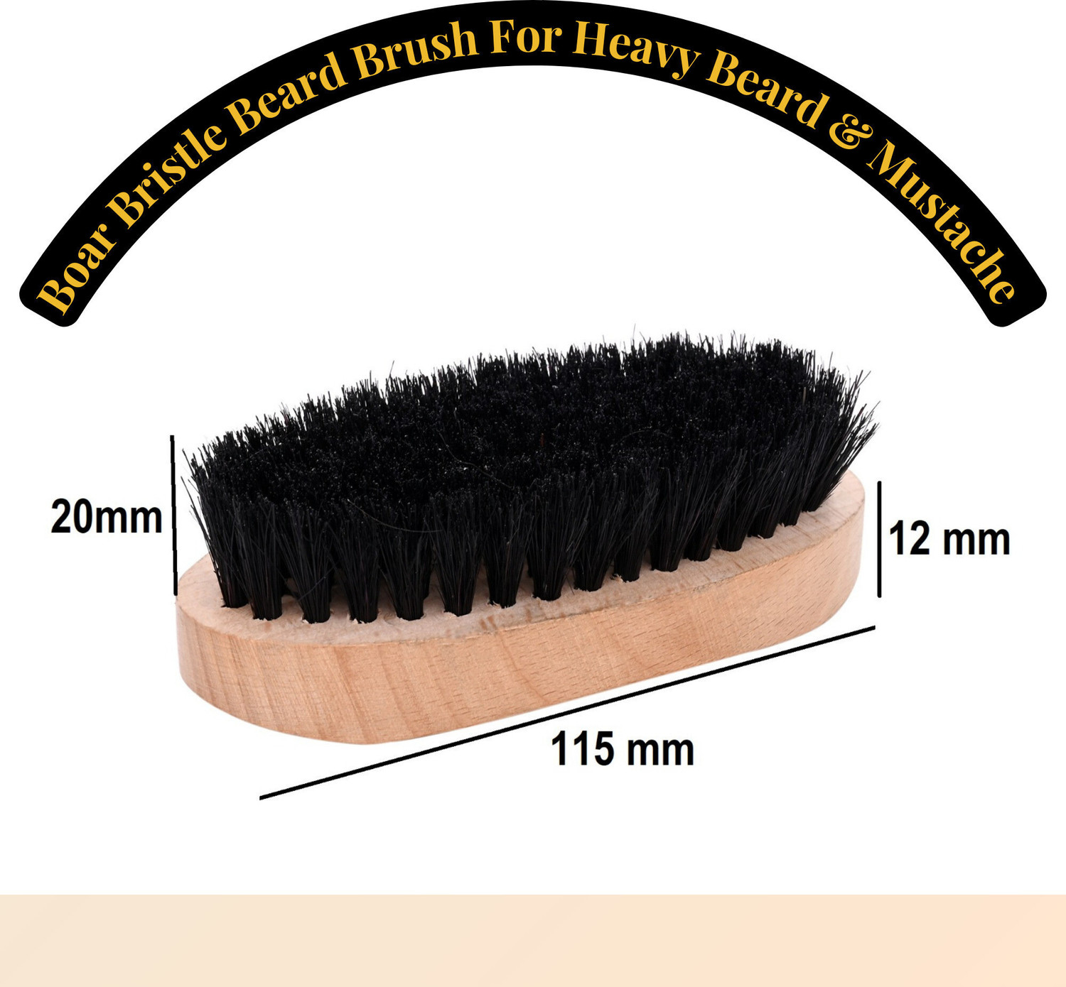 Image of ROGZI 100% Natural Boar Bristle Wooden Handle Beard Brush & Mustache Brush