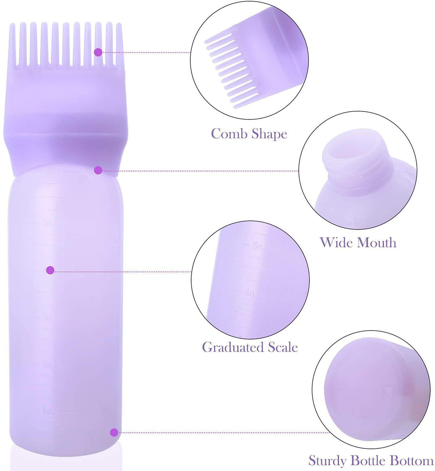 Image of CYPAT Hair Massage Shampoo Brush and 6oz Hair Dyeing, Oil Applicator Bottle A