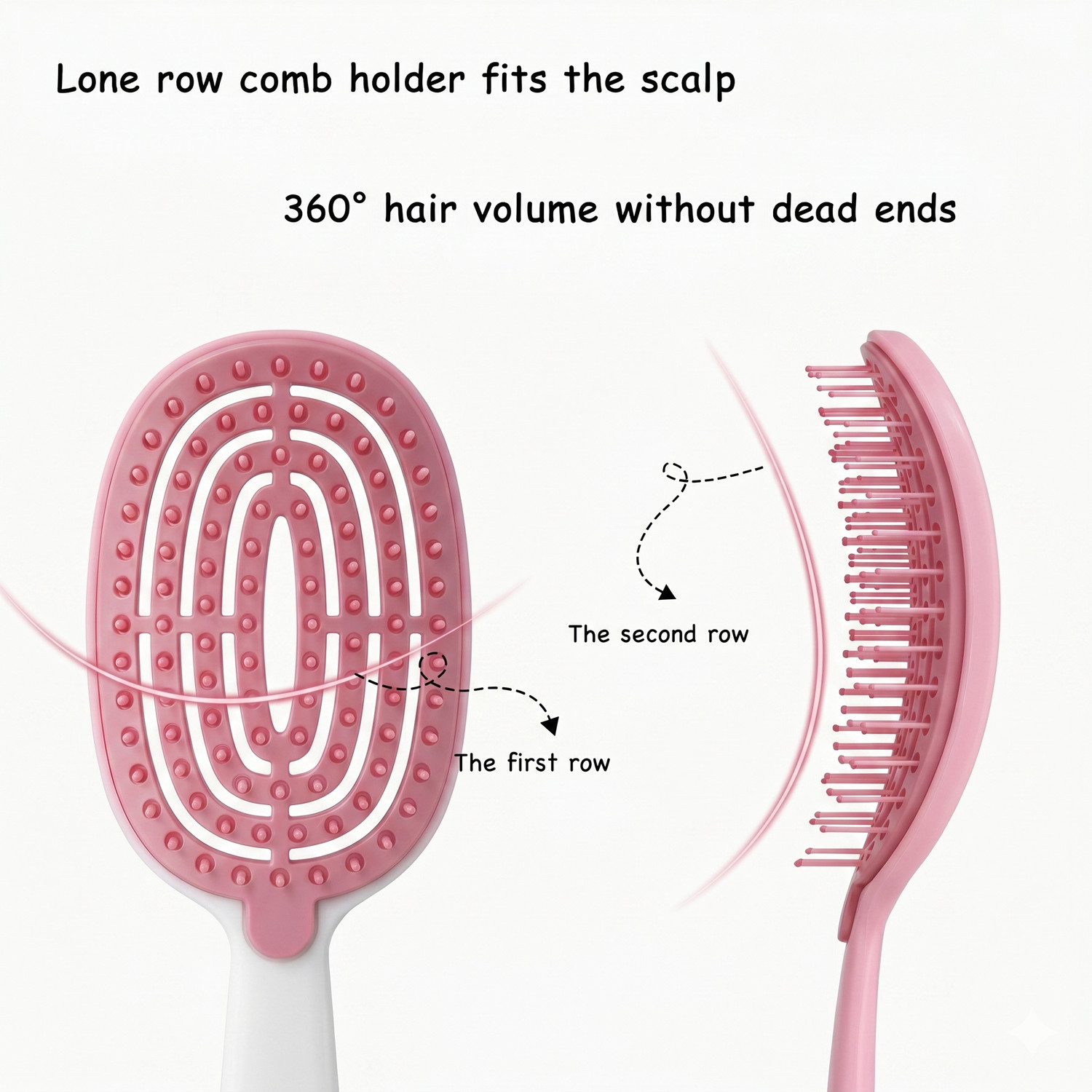 Image of The Dero Easy To Clean Detangling Hair Brush Curved Vented Hair Brush