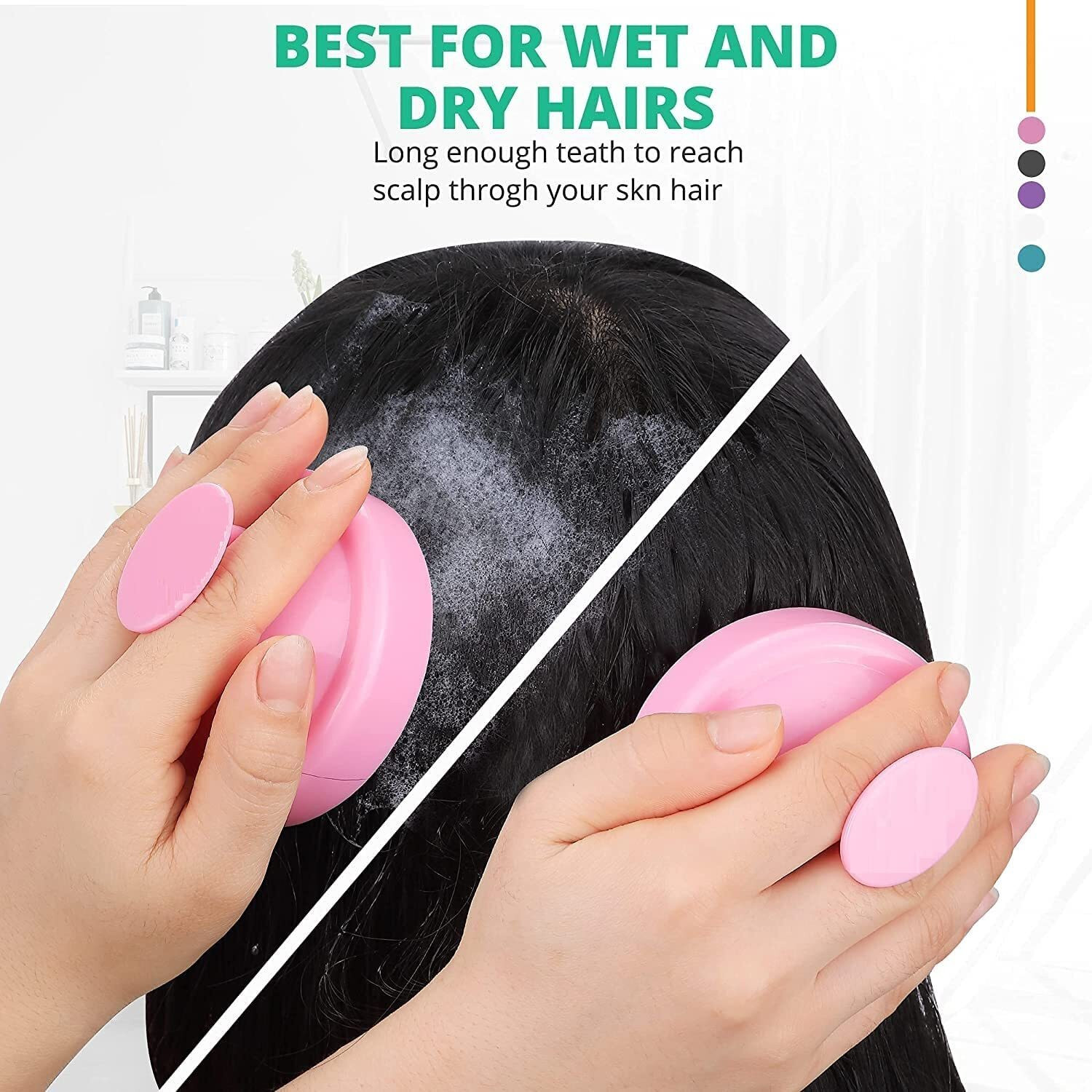Image of Episkey Scalp Massager Brush With Soft Silicon Bristles For Men & Women | PINK35
