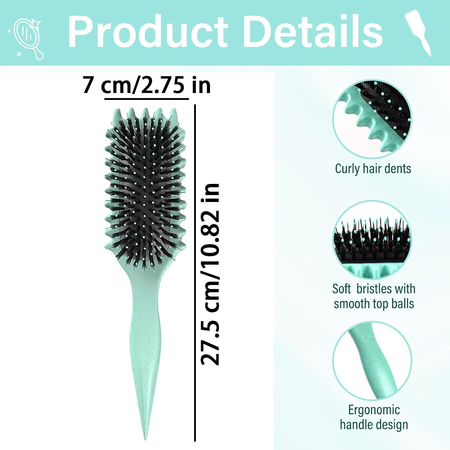 Image of jaswanthstore Curly Hair Comb, Curl Defining Comb, Bristle Hair Brush Styling Brush