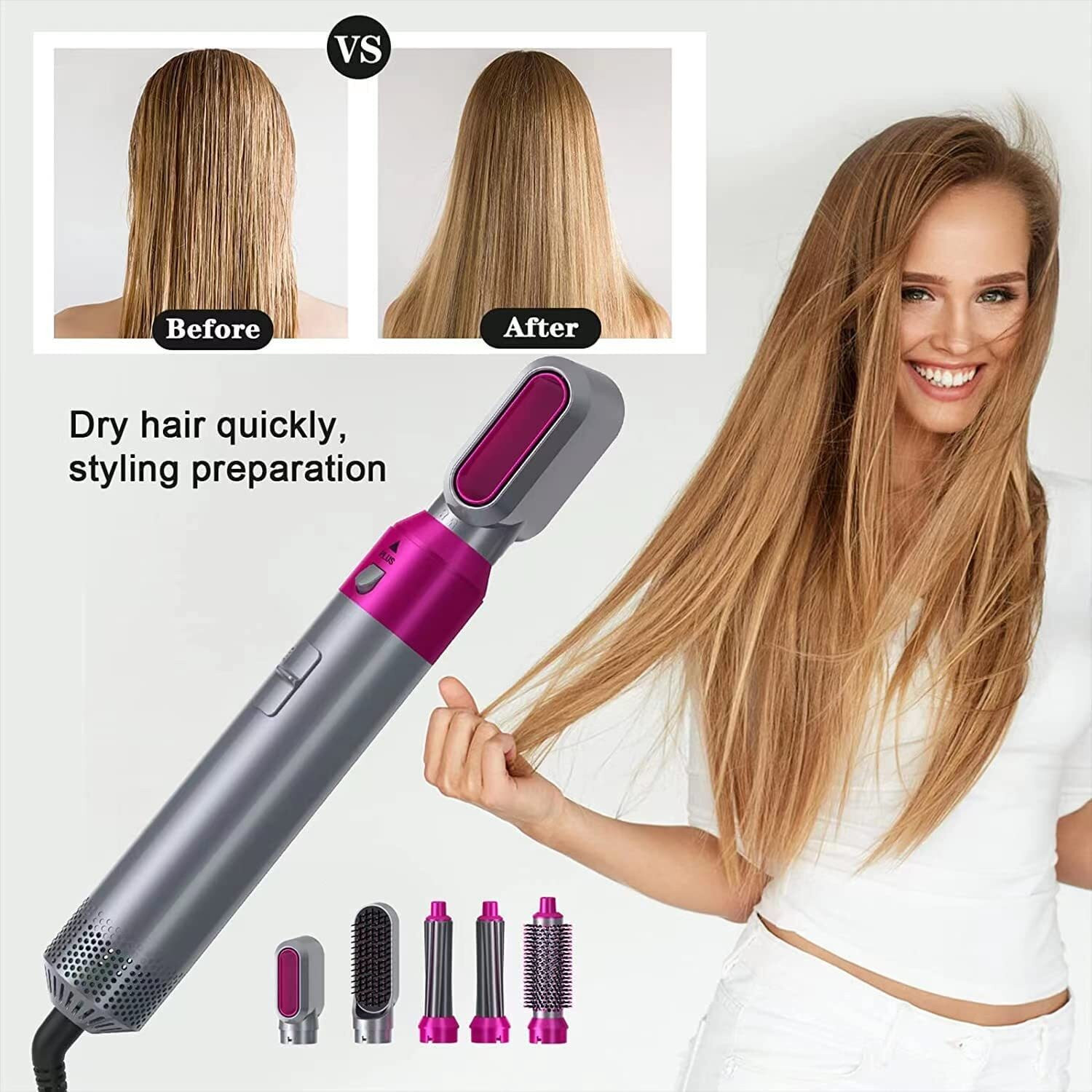 Image of AARADHYA SELLS 5 in 1 Style Hair Dryer Hot Air Brush Dryer for Woman Hair Dryer Hair Dryer