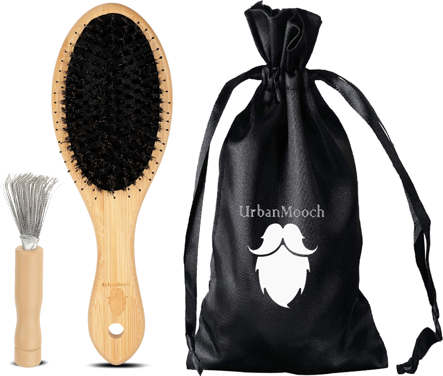 Image of UrbanMooch Boar Bristle Hair Brush With Hair Brush Cleaner