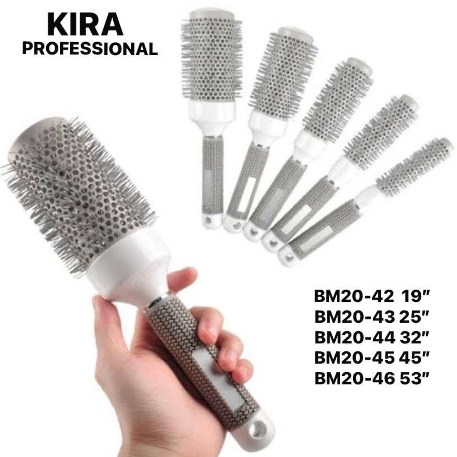 Image of KIRA Round Hair Brush Thermal Ceramic & Ionic Barrel Hair Brush Styling Brushes 25 MM