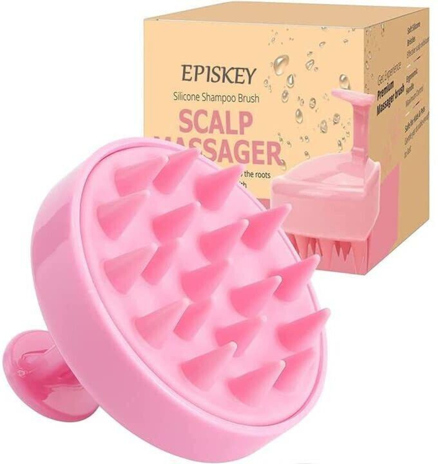 Image of Episkey Scalp Massager Brush With Soft Silicon Bristles For Men & Women | PINK35