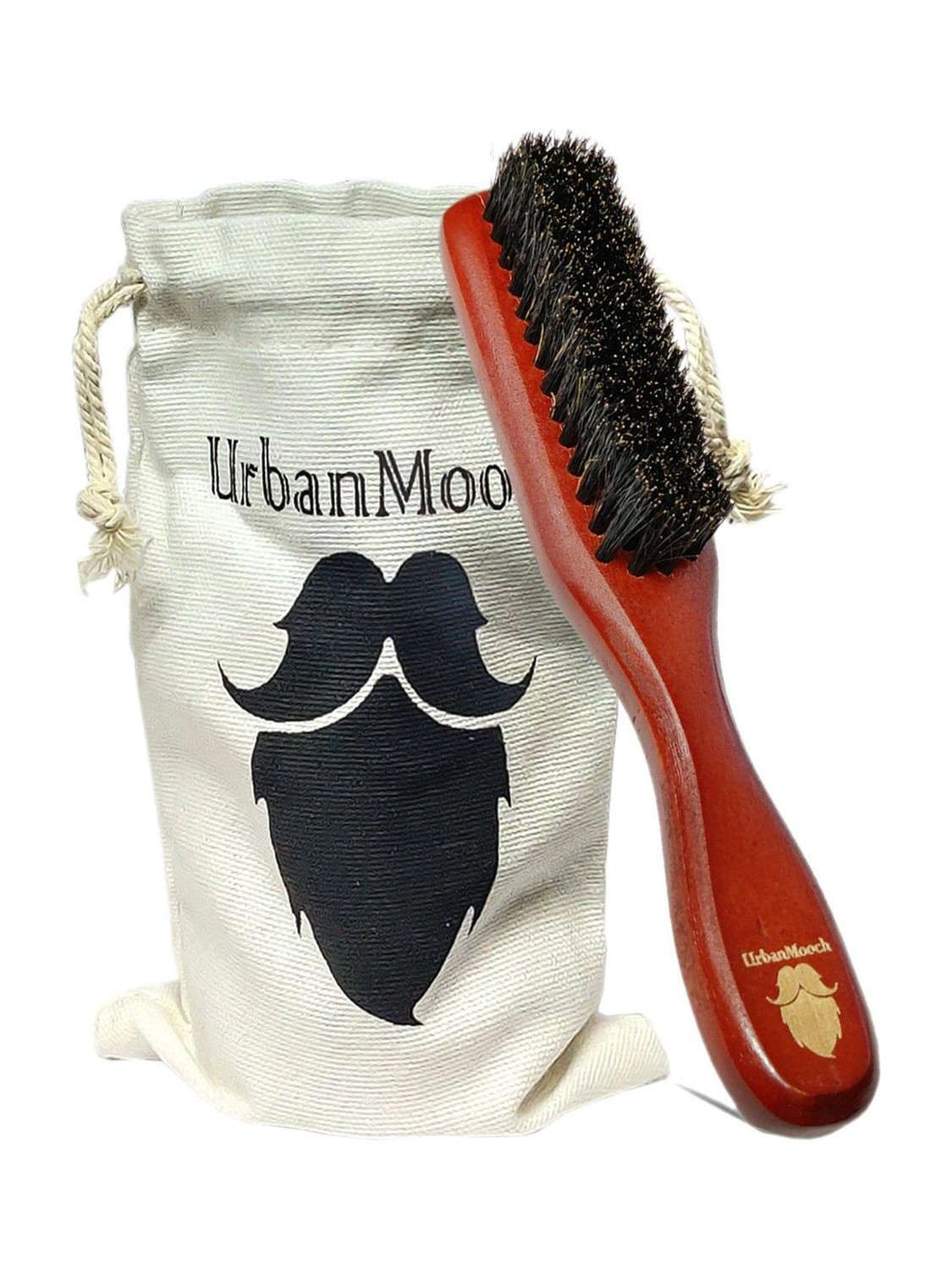 UrbanMooch Bristle Beard Brush with Grass Tree Wooden Handle