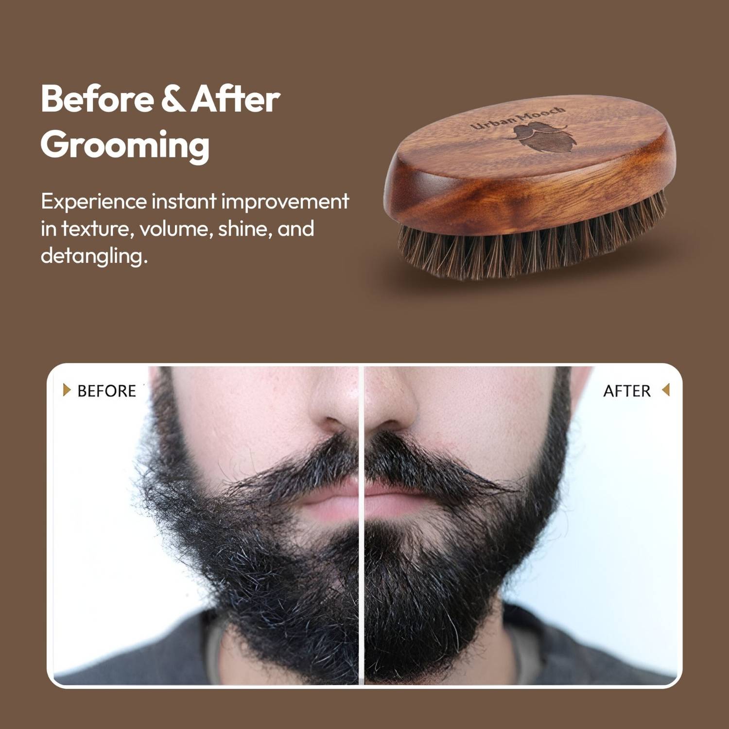 UrbanMooch Natural Bristle Wooden Beard Brush - Image 4