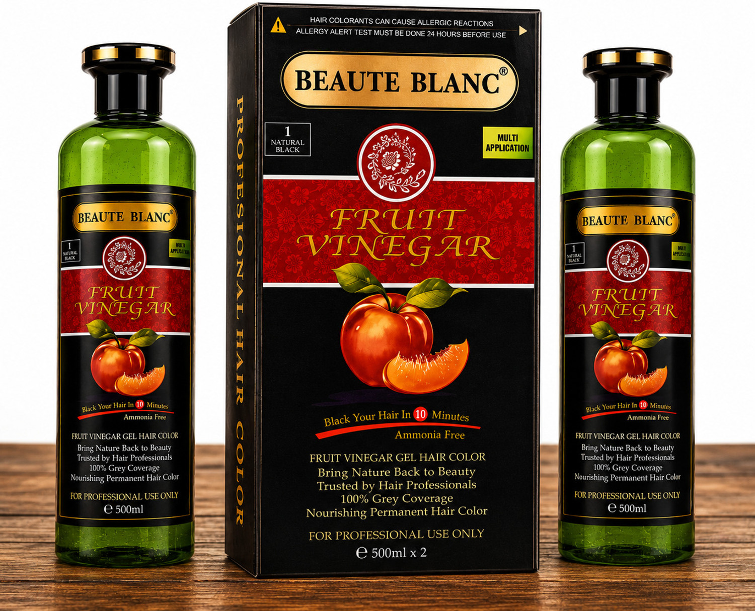 Image of BEAUTE BLANC BEAUTE BLANC Professional Fruit Vinegar Hair Gel Color (500*2) , Natural Black