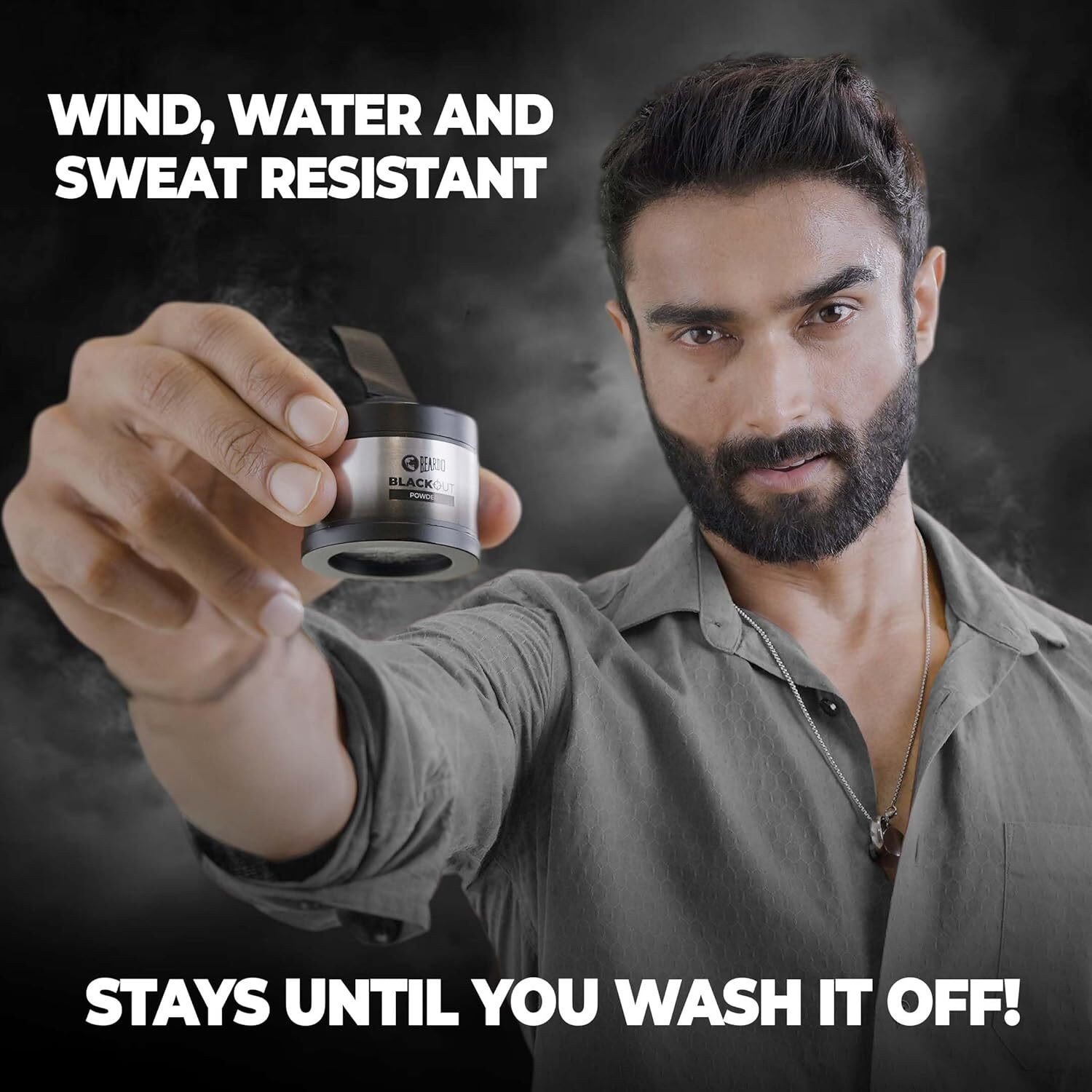 Image of BEARDO Black Out Powder , Hairline & Beard Filler Powder Instantly Conceals Hair Root Touch Up for Men