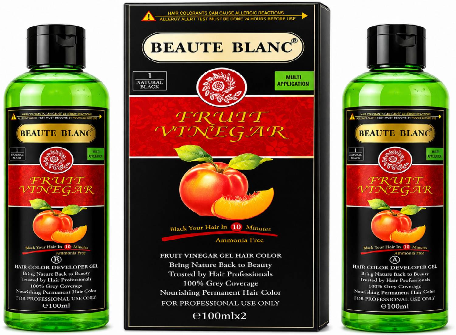 BEAUTÉ BLANC BEAUTE BLANC Professional Fruit Vinegar Hair Gel Color 200ml Small pack , Natural Black