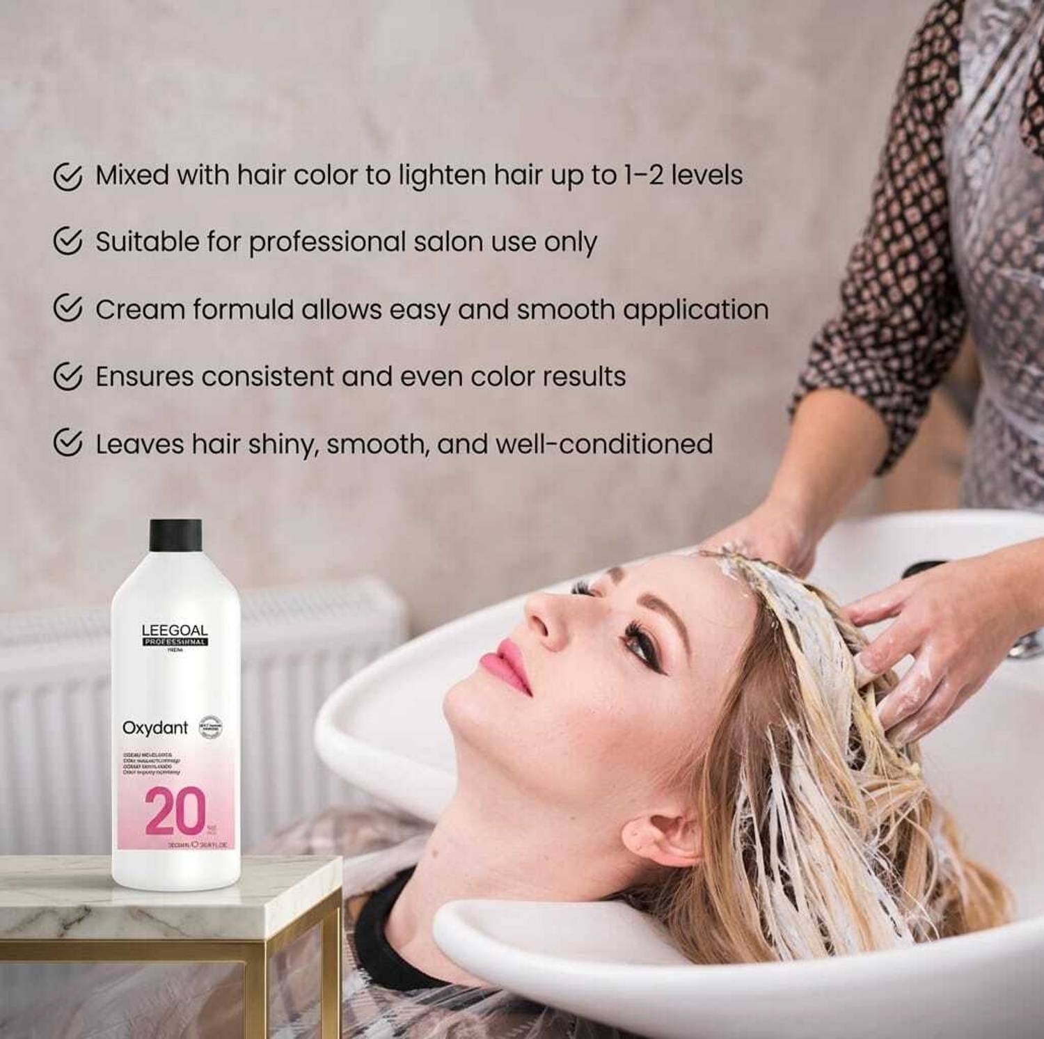 LEEGOAL Hair Color 1Black 60ml + Developer 1000ml Combo - Image 2