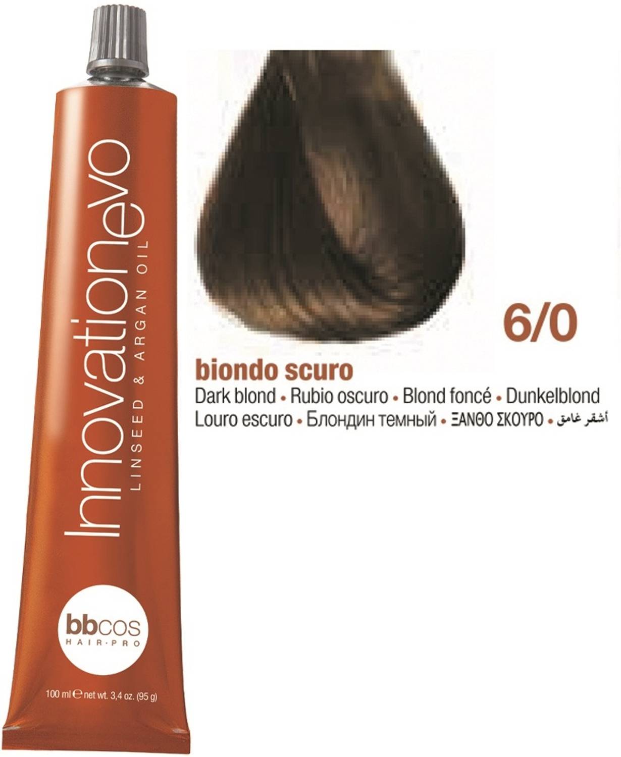Bbcos Hair Pro InnovationEvo Hair Color Cream With Linen seed & Argan Oil Hair Cream , 6/0, Dark Blond