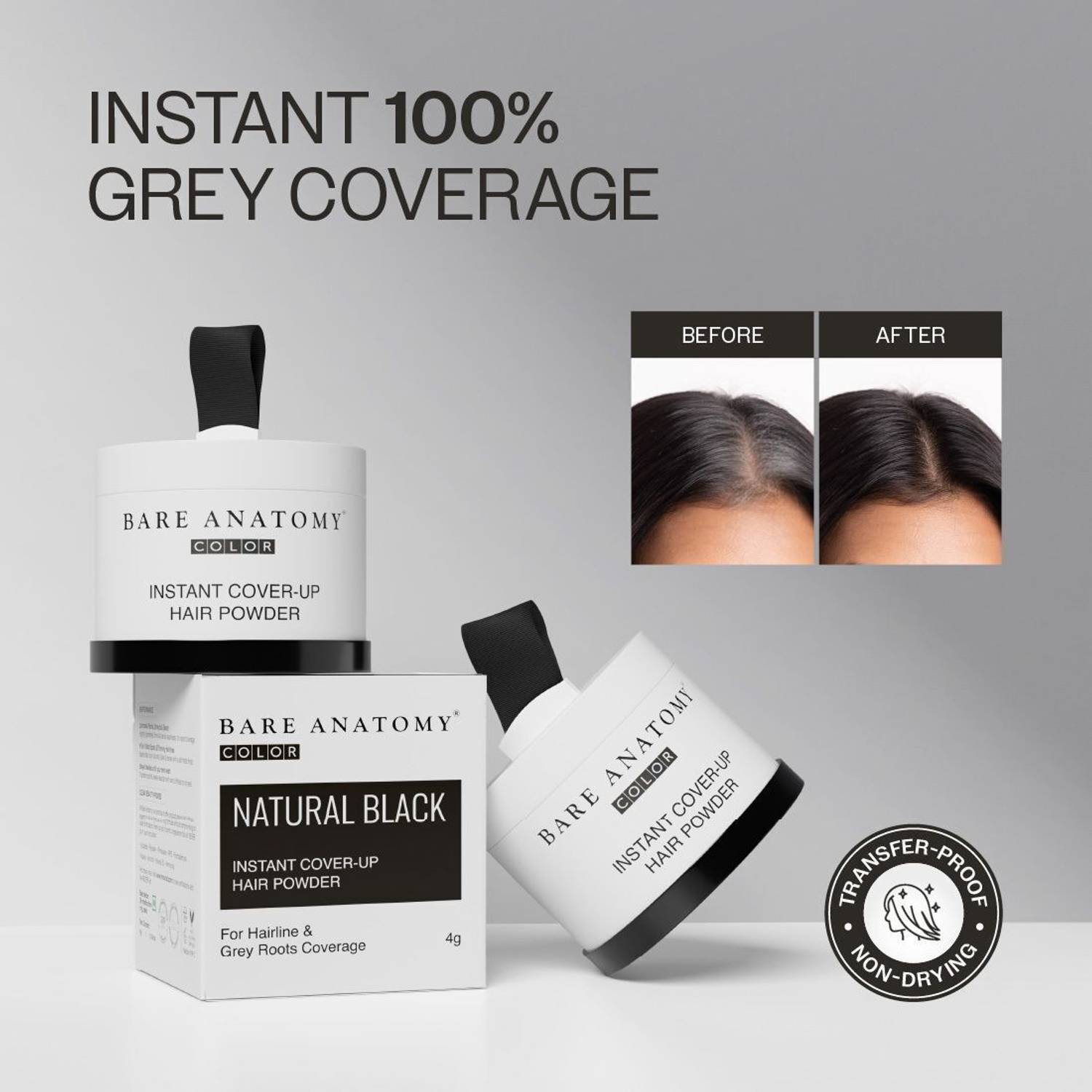 BARE Cover-Up Hair Powder for Instant Grey Coverage - Image 2