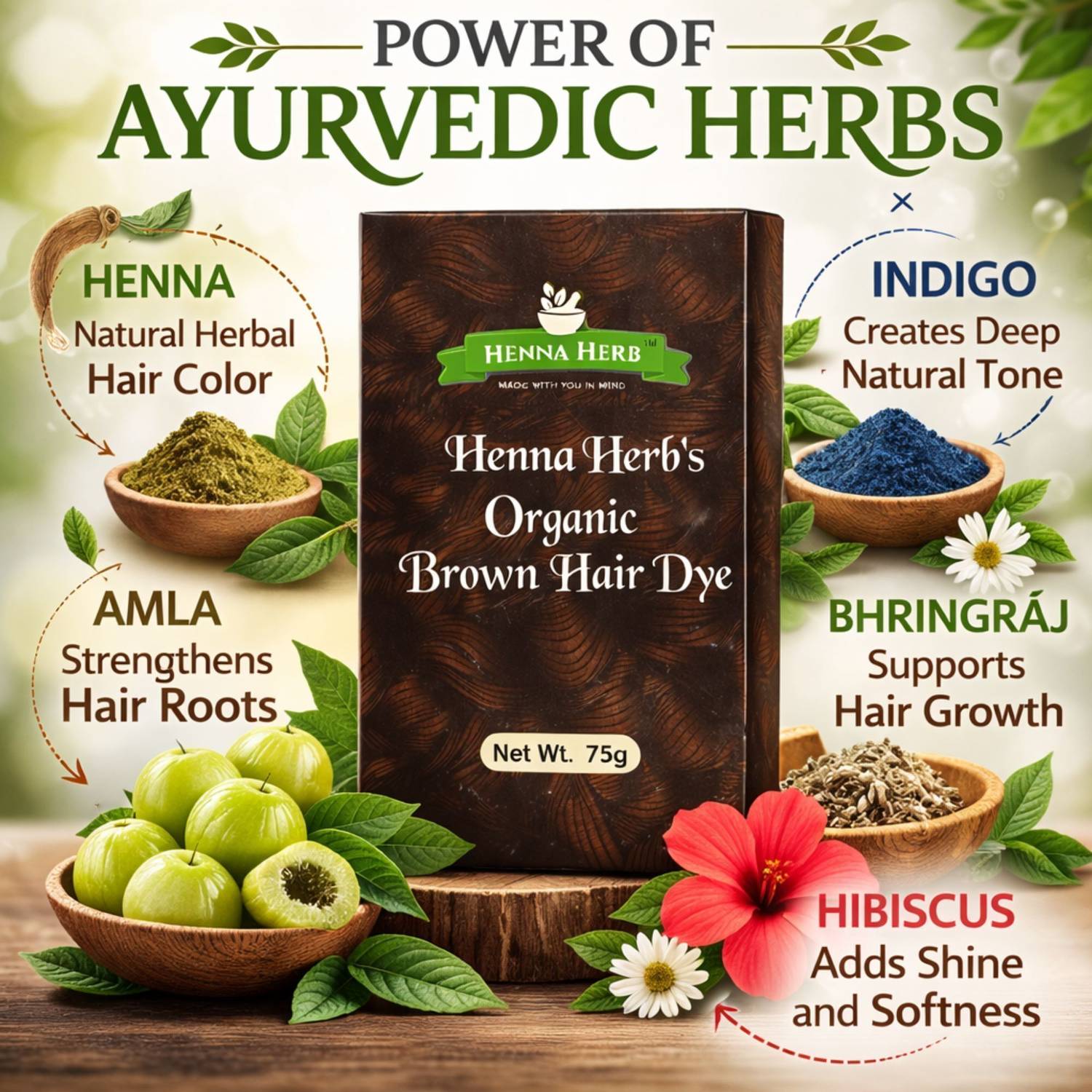 Henna Herb Hair_Dye_Brown_75 g , Organic Brown - Price in India