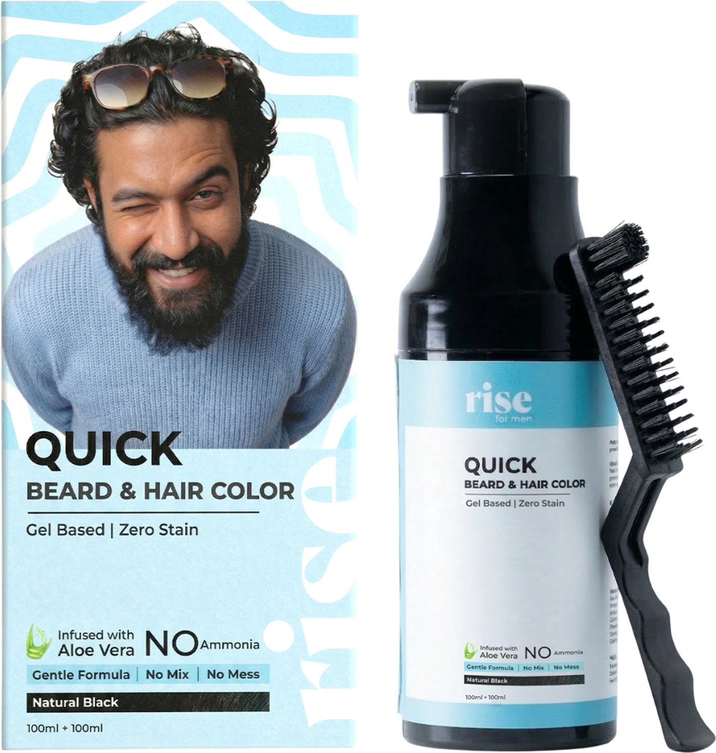 Image of Rise for Men Quick Beard & Hair Color | No Ammonia | No Staining | Mess-Free | Gel Formula , Natural Black