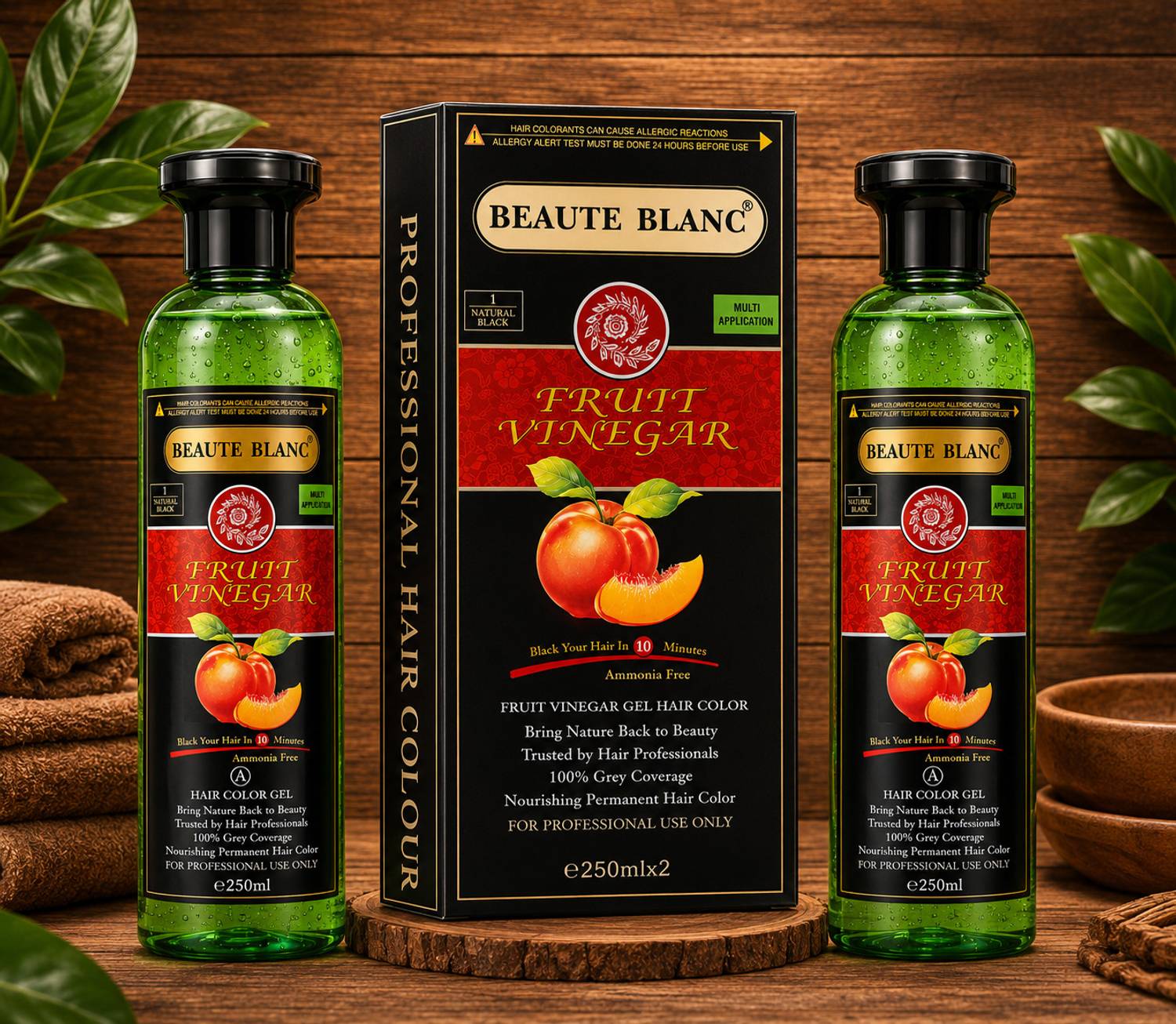 BEAUTÉ BLANC BEAUTE BLANC Professional Fruit Vinegar Hair Gel Color 500ml , Natural Black
