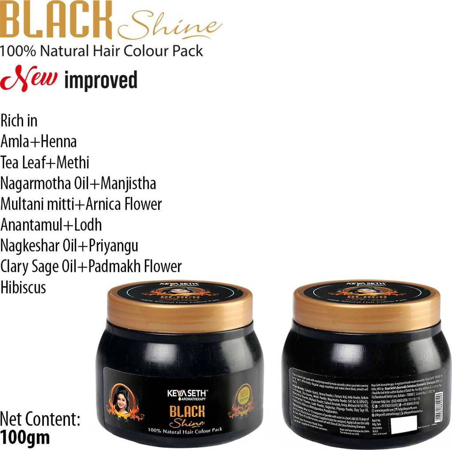 Image of KEYA SETH AROMATHERAPY Black Shine Hair Pack Natural Hair Colour, Dye with Ayurvedic Herbs, Men & Women , Black