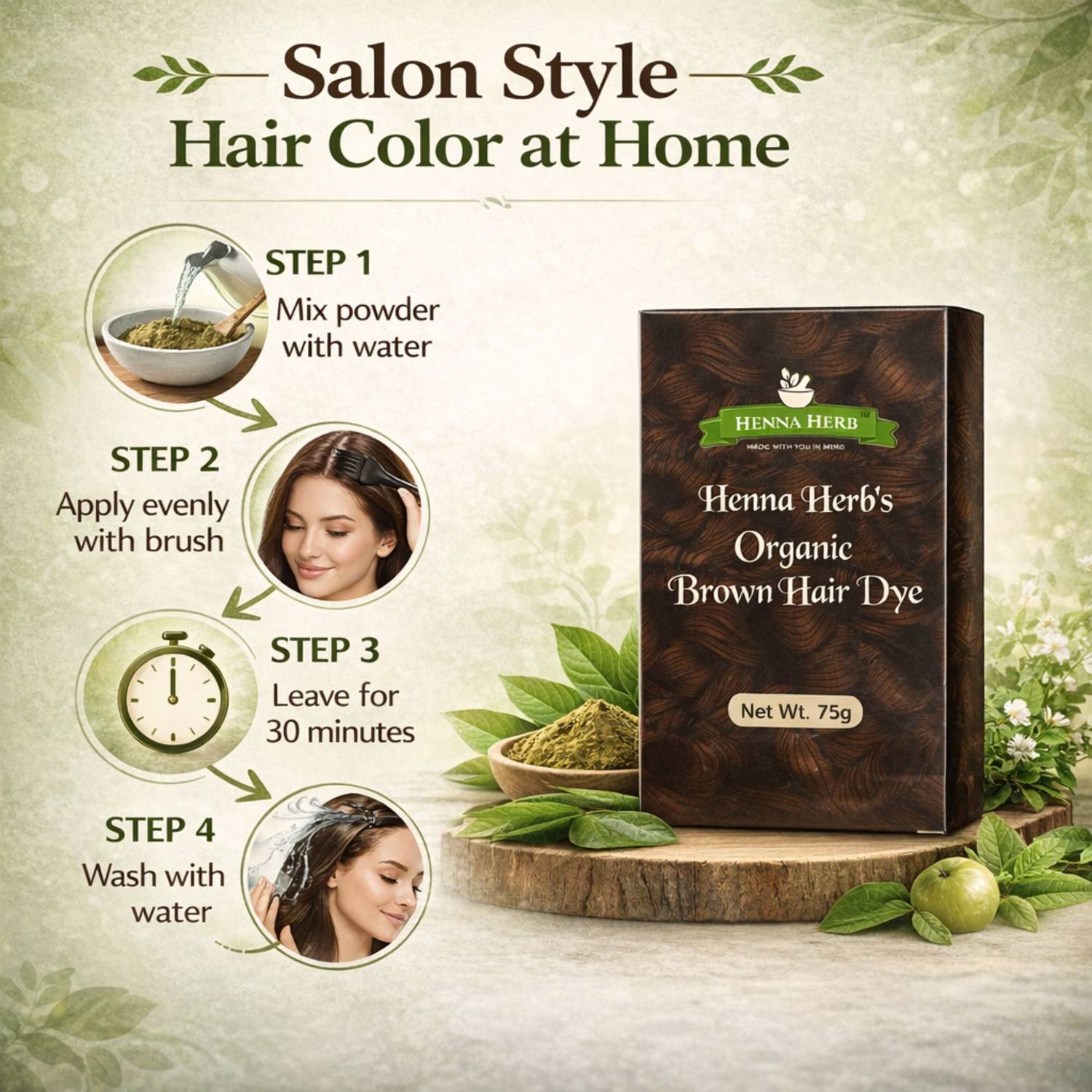 Henna Herb Hair_Dye_Brown_75 g , Organic Brown - Price in India