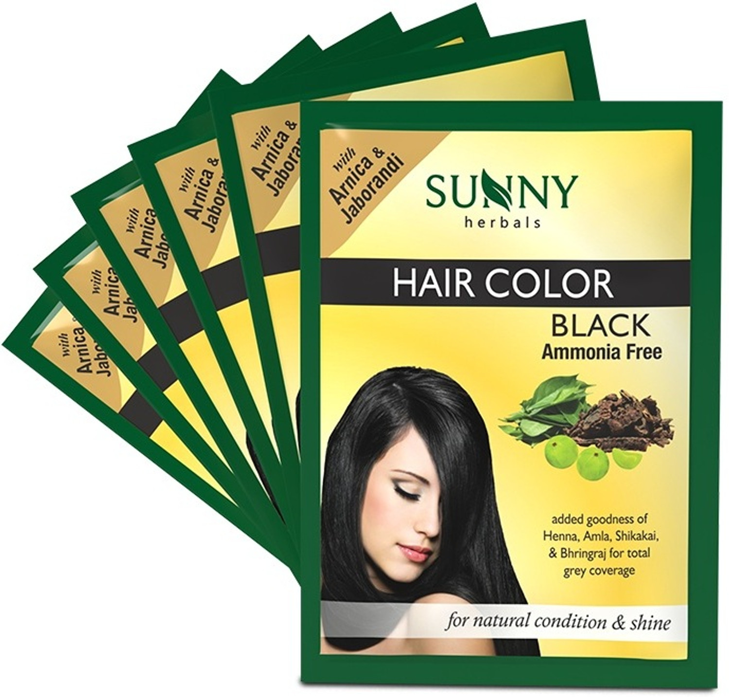 Image of Sunny Herbals Hair color Pack of 6 , Black