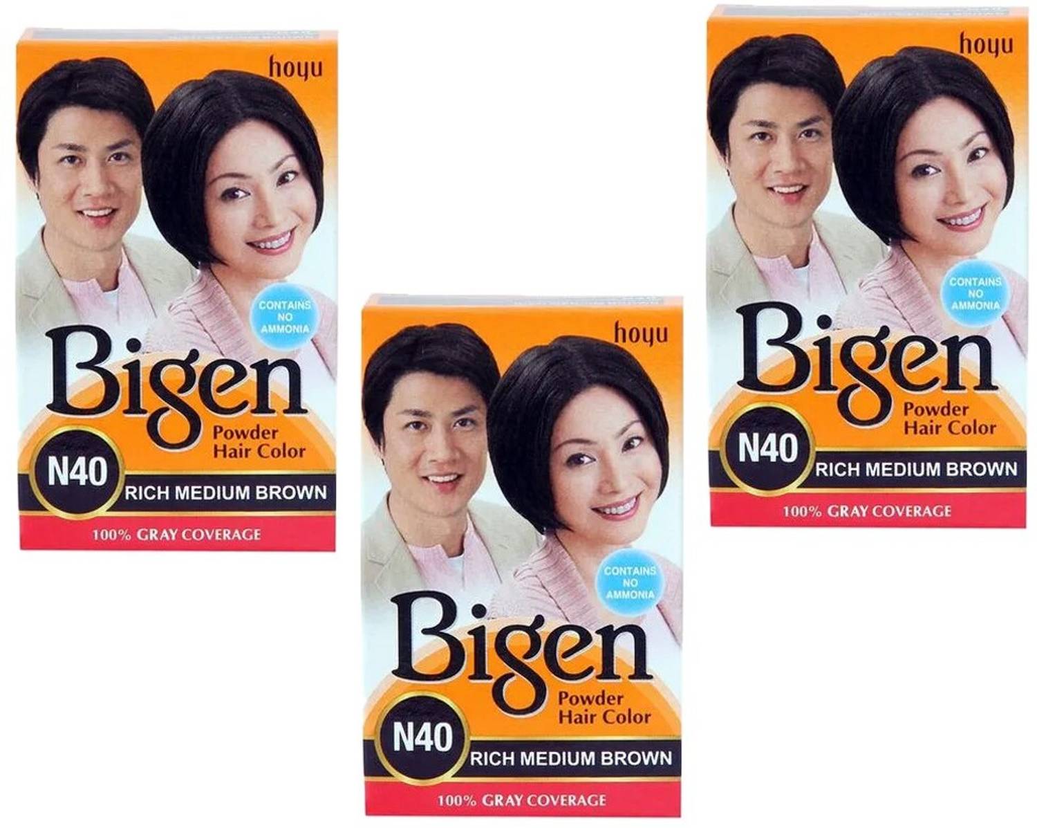 Bigen Powder Hair Dye Rich Medium Brown N40 , Rich Medium Brown ( Pack of 3 )