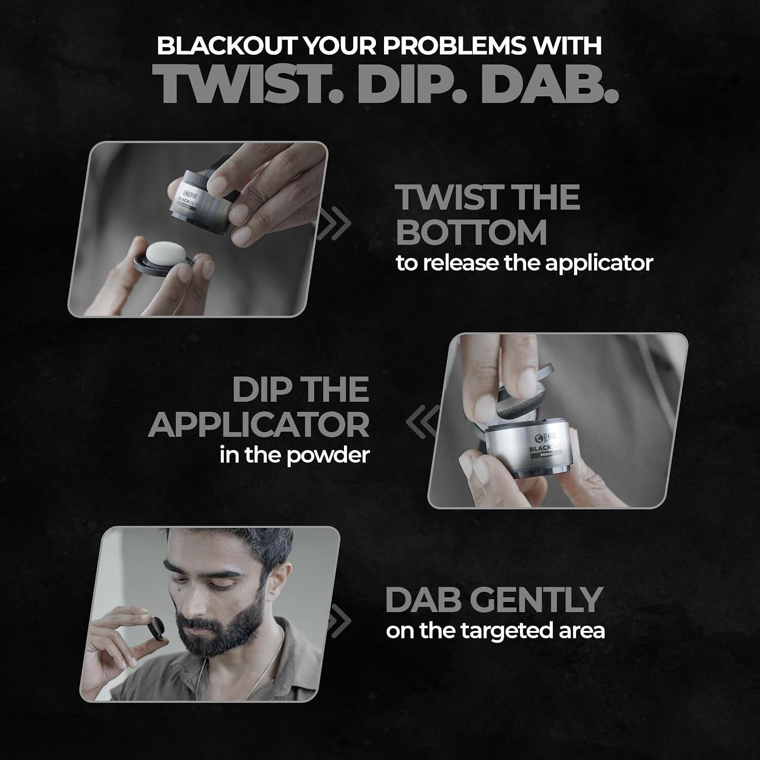 Image of BEARDO Black Out Powder , Hairline & Beard Filler Powder Instantly Conceals Hair Root Touch Up for Men