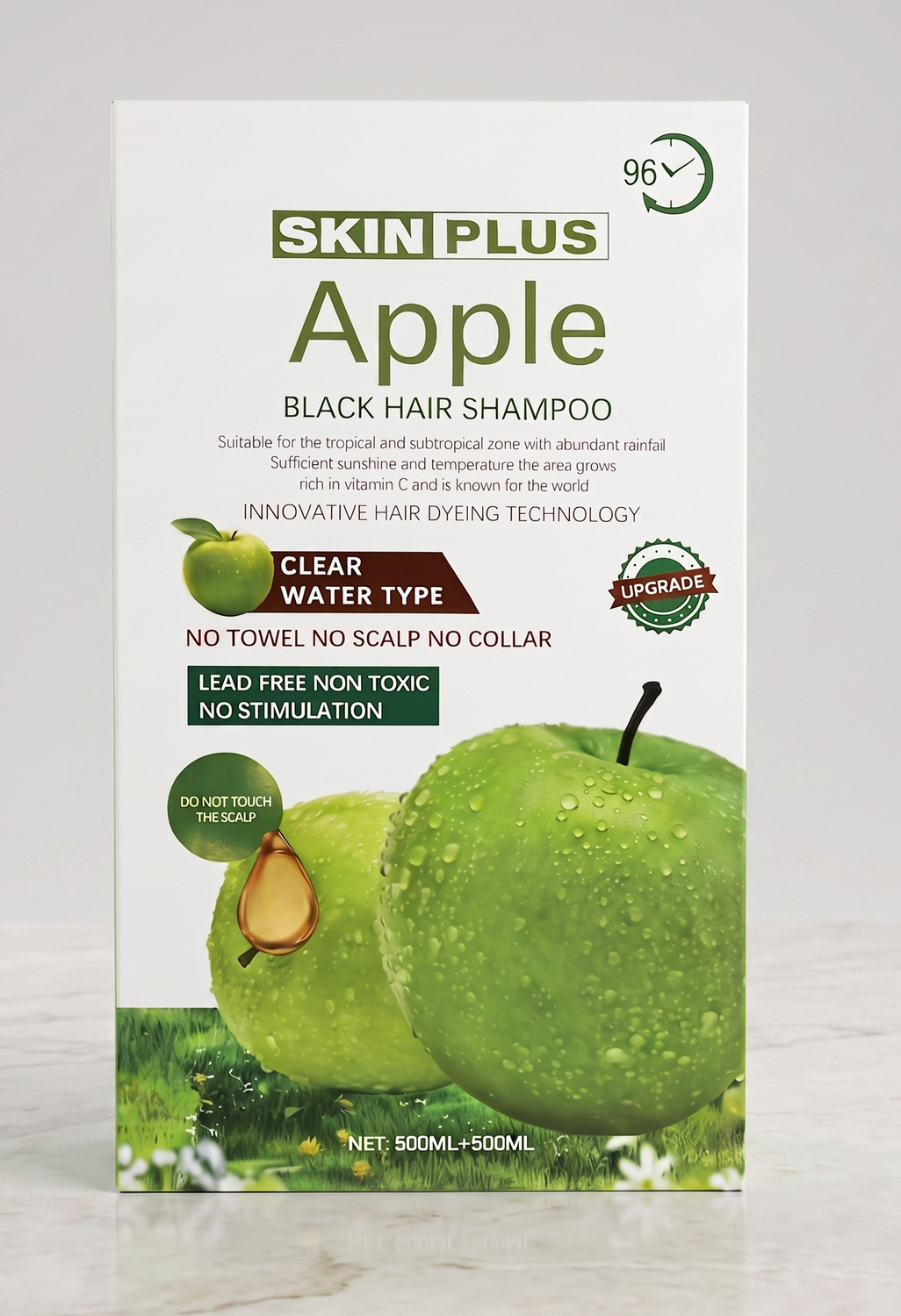 SKINPLUS Apple Instant Black Hair Color Shampoo Ammonia Free for Men and Women , Black 3