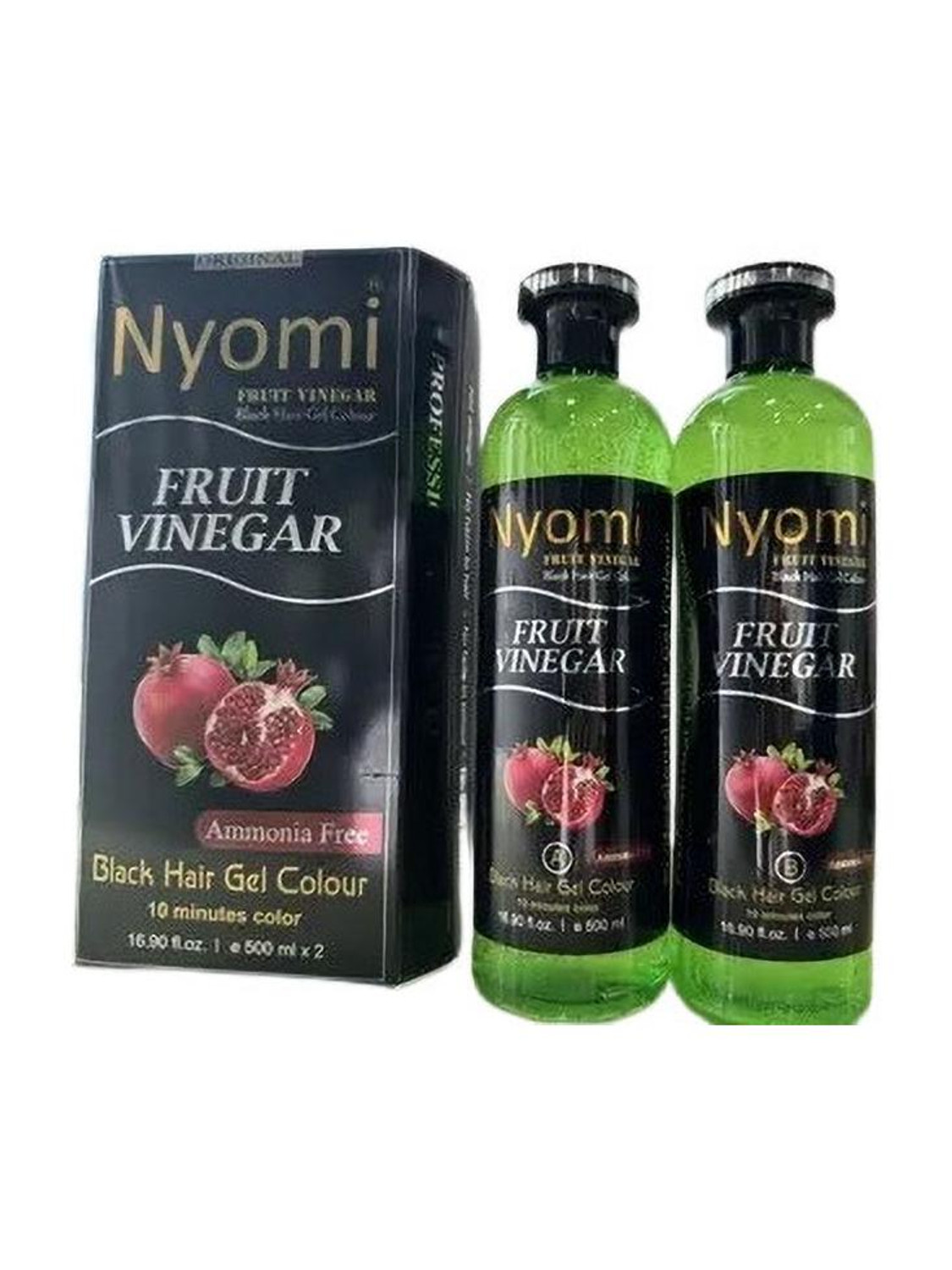 Nyomi Fruit Vinegar Gel Based Black Color Hair DYE For Men and Women (AMMONIA FREE) , 1000 ML Natural Black