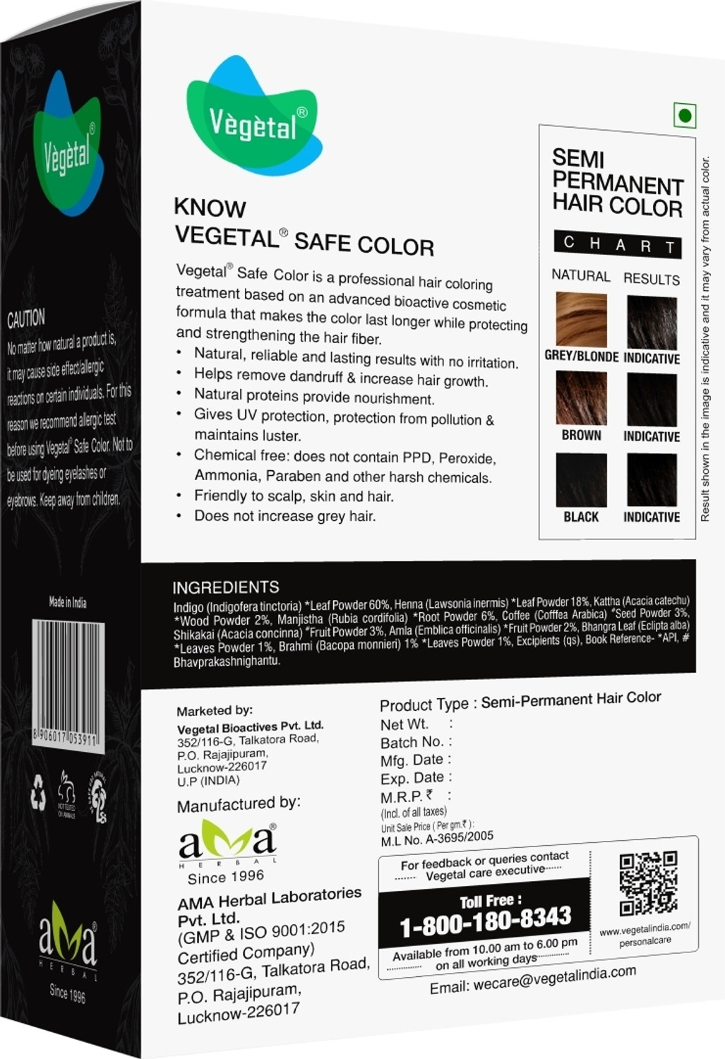 Image of VEGETAL Safe Color+ - Soft Black 50g. , Soft Black