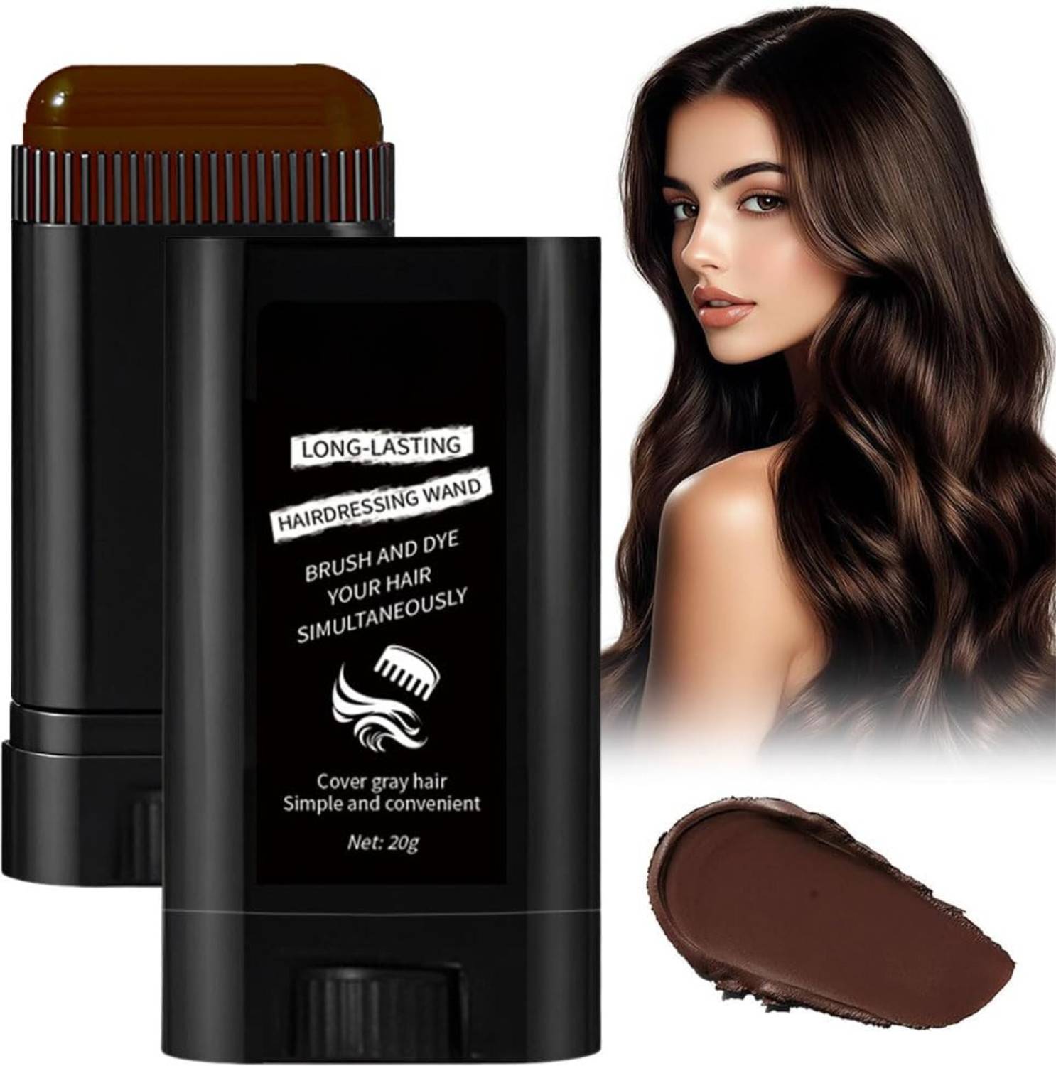 HUDA CRUSH Hair Colour Stick with Comb for Grey Root and Hairline Touch-Up Dressing Stick , Multicolour