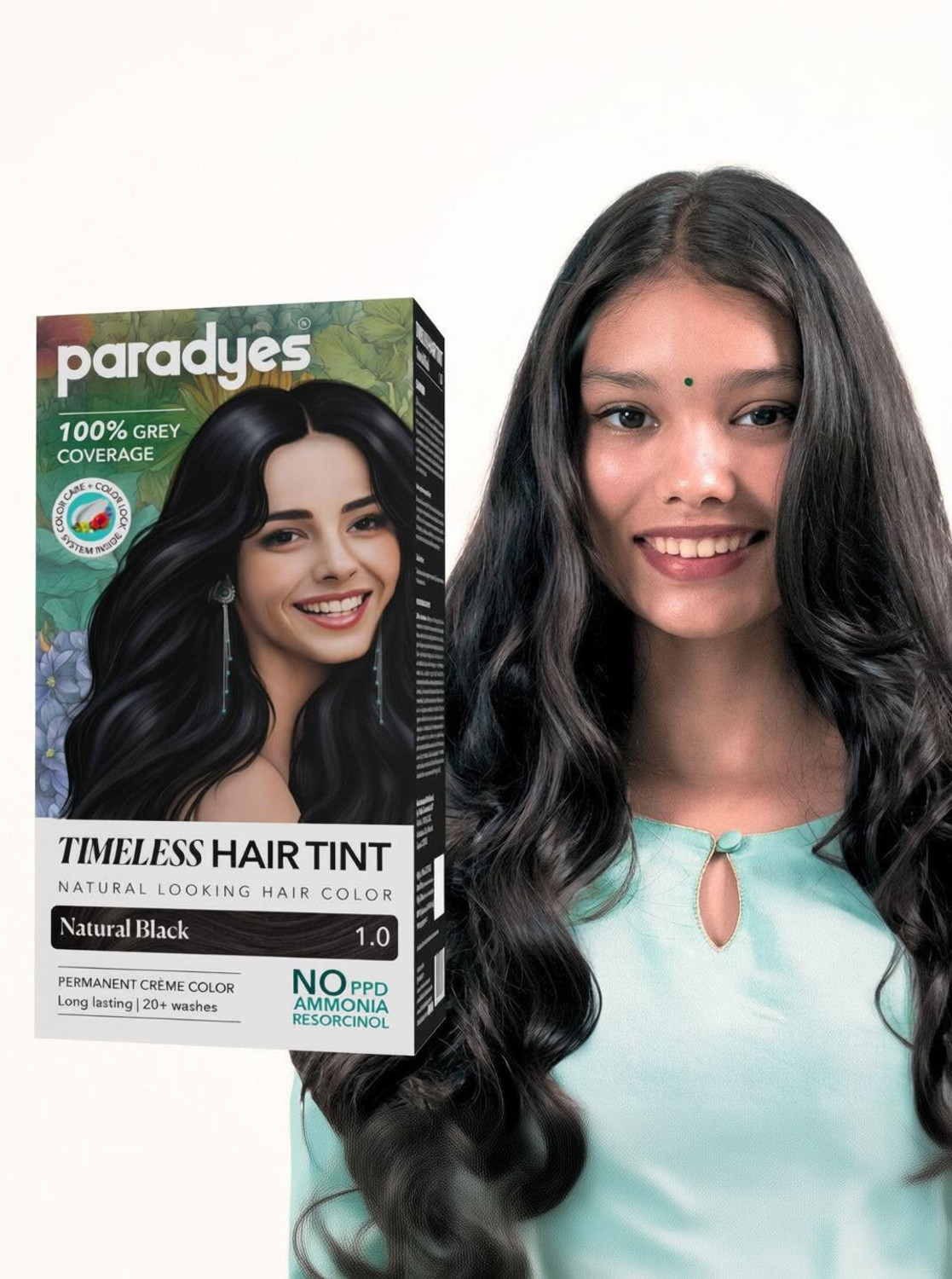 paradyes Natural Black Timeless Permanent Crème Hair Colour for Complete Grey Coverage , Natural Black