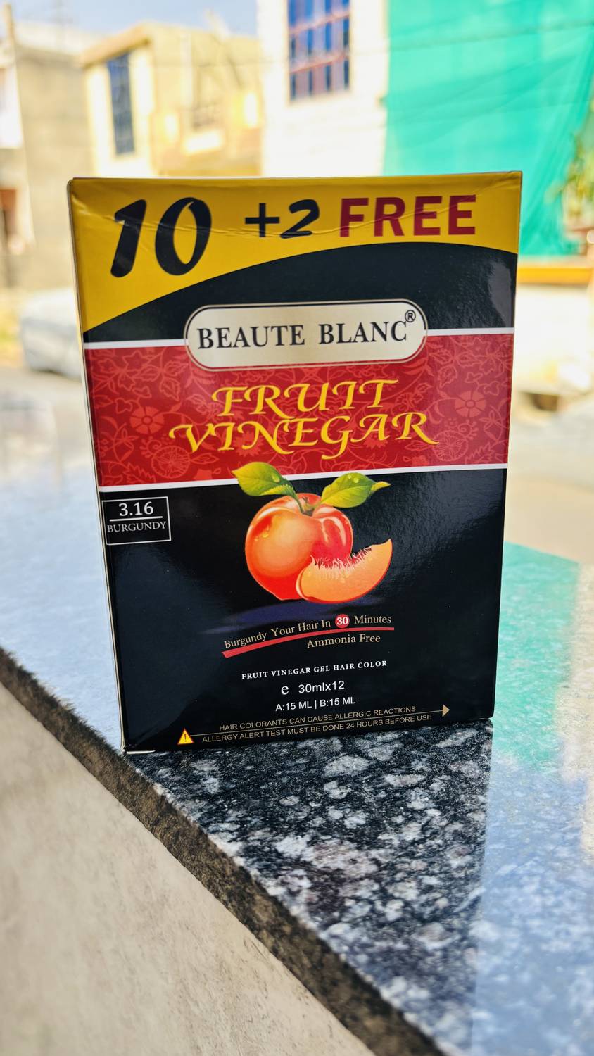 BEAUTE BLANC Fruit Vinegar Hair Gel Color Dye for Men&Women- 30ml x 12 (10 + 2 Free Pouch) , Burgundy
