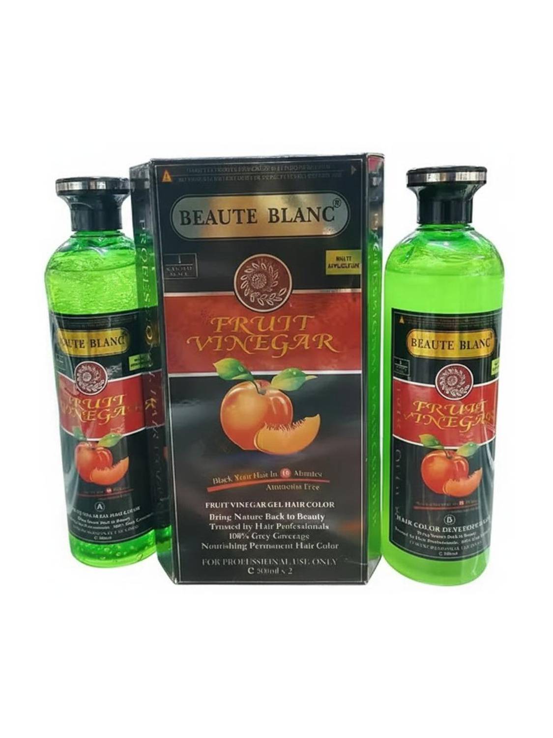 BEAUTÉ BLANC Fruit Vinegar Hair Color Gel, Natural Black Color Dye for Hair Care 1000 ML , Herbal Extracts and No Ammonia Pure Black Colour