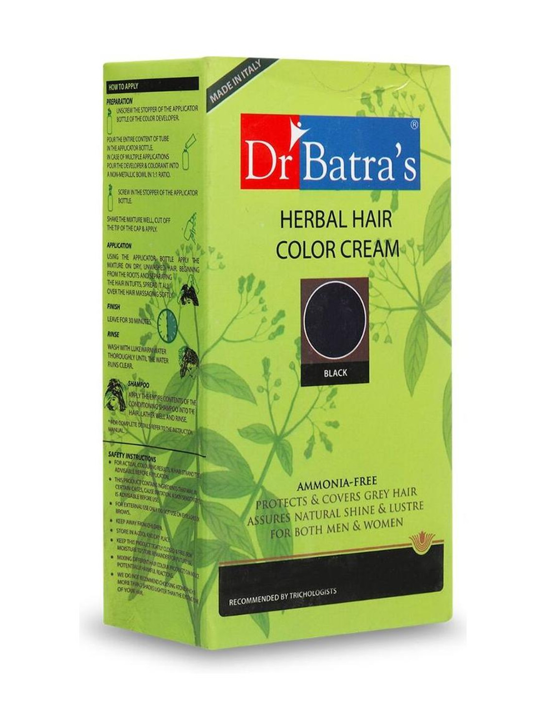 Image of Dr. Batra's Herbal Hair Color Cream Black|Natural, Safe,Long-Lasting,Damage-Free,Unisex , Black
