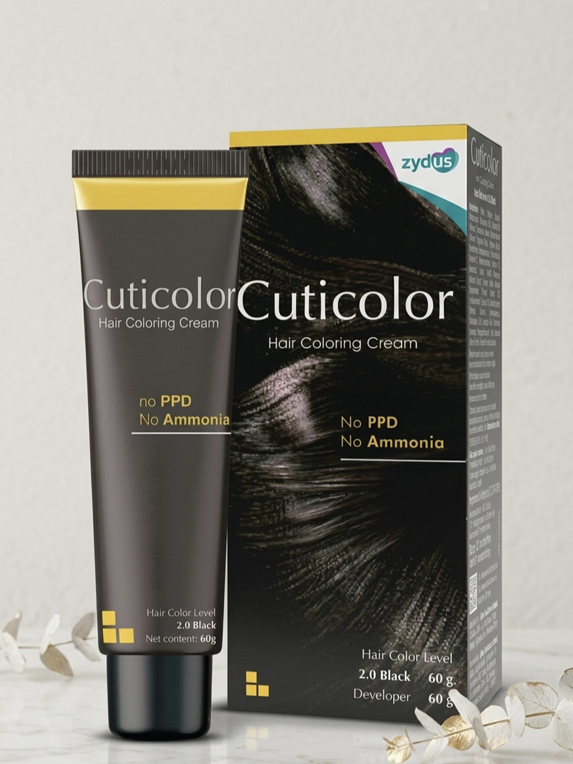Image of Cuticolor Permanent Hair Color Cream|#1 Dr Prescribed|For Sensitive Skin, , 2.0 BLACK