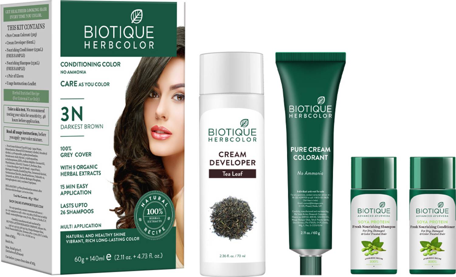 BIOTIQUE Herbcolor Natural Conditioning 100% Grey Coverage Darkest - Image 2