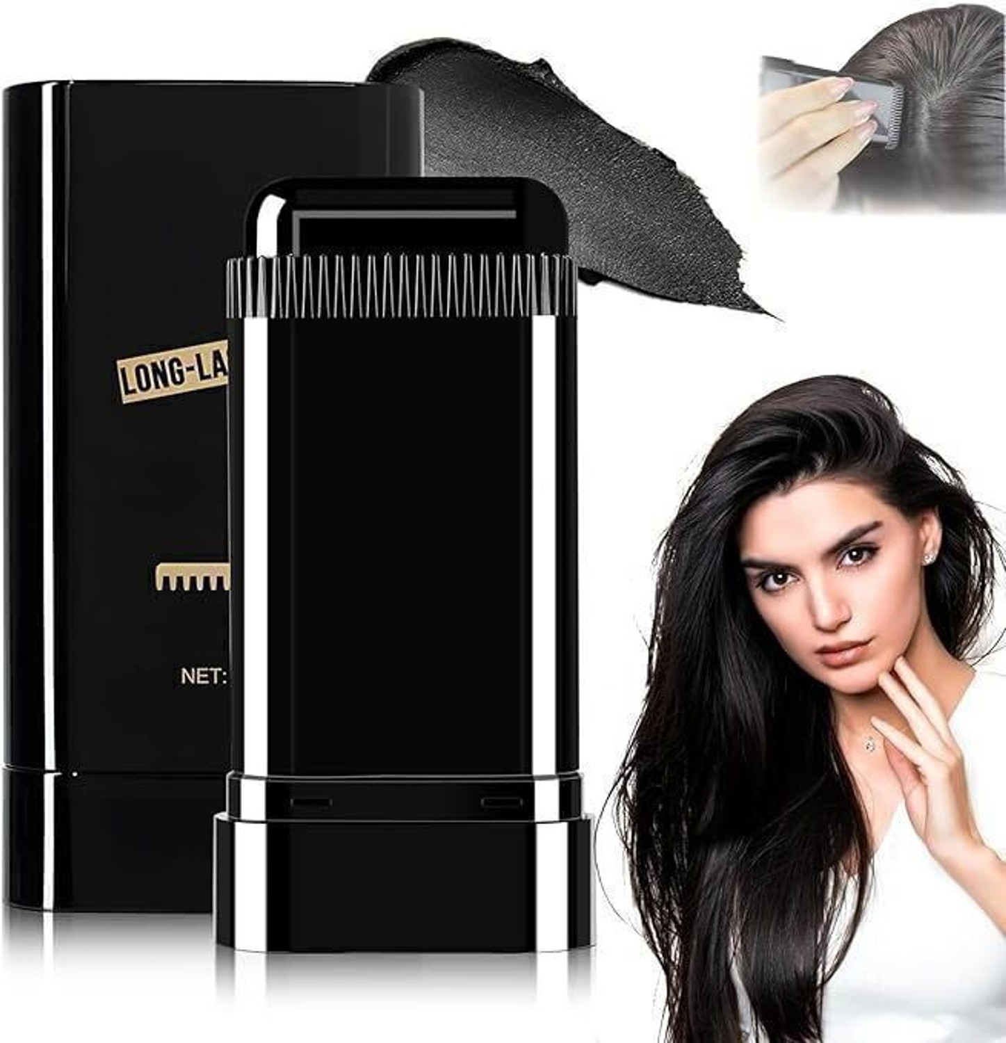 Image of SOMIYO Instant Hair Color Stick Comb, Waterproof Quick Root Touch Up for Gray Hairs , Black