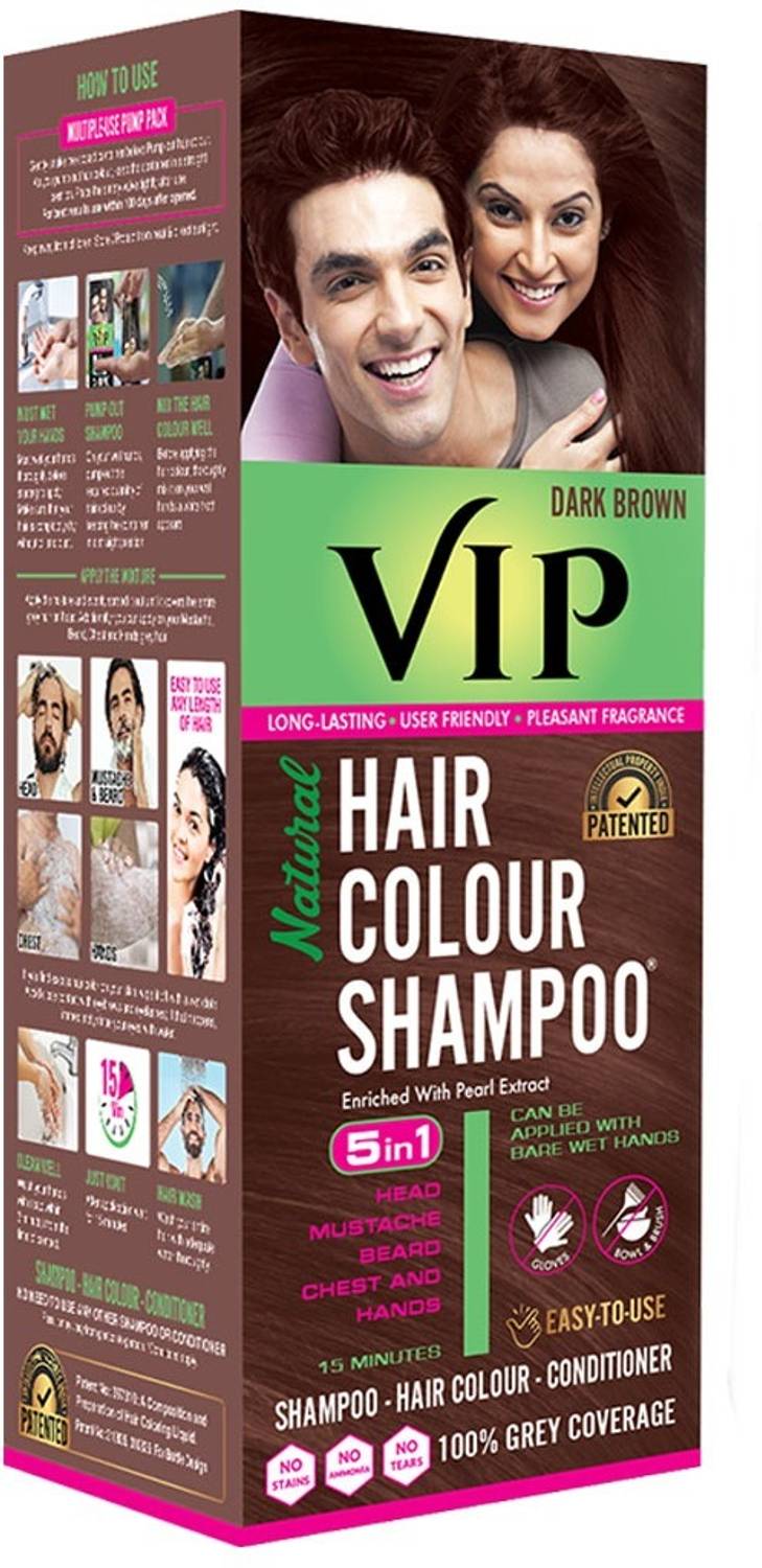 VIP Hair Colour Shampoo Dark Brown - Image 1